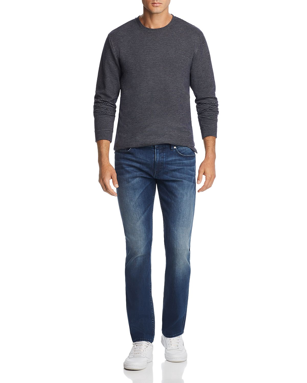 The Men's Store The Store At Bloomingdake's Micro Stripe Long-sleeve Tee Navy/Gray