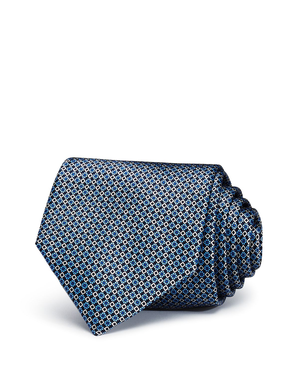 The Men's Store The Store Diamond Floral Classic Necktie Blue