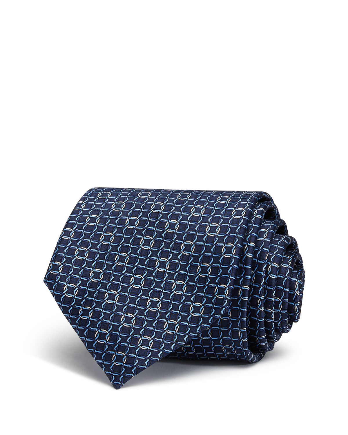 The Men's Store The Store Linked Ring Print Classic Tie Navy/blue