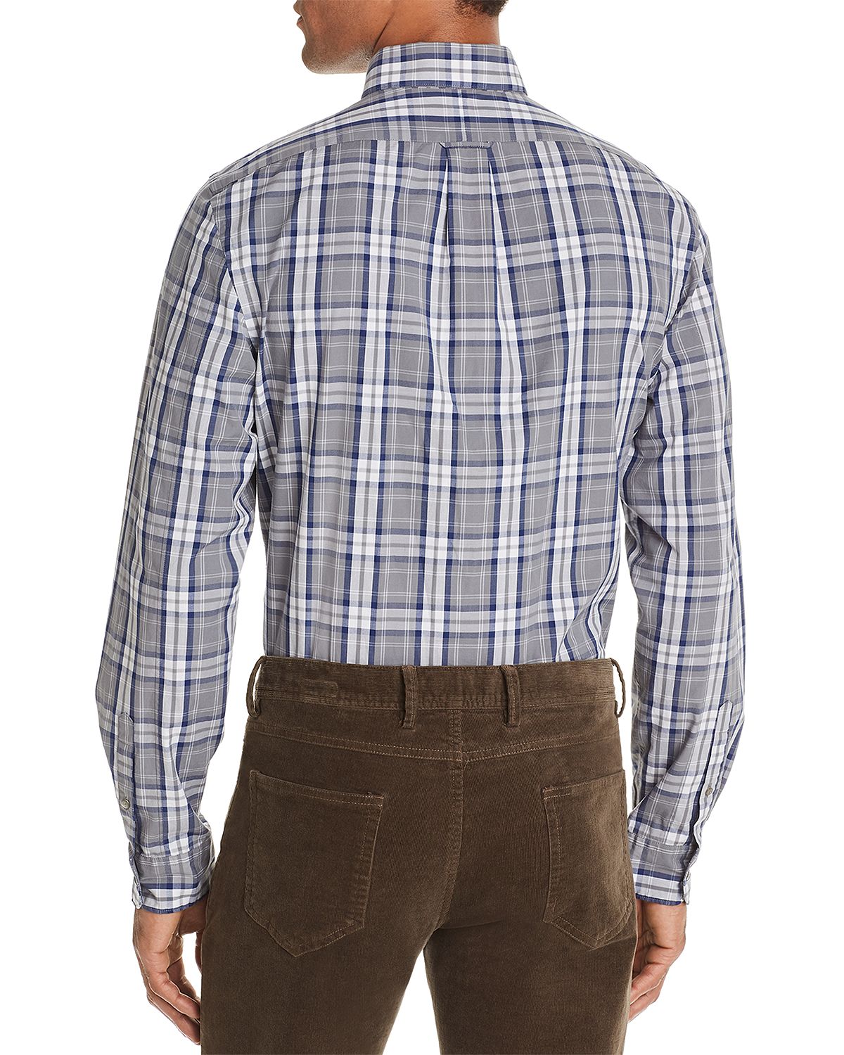 The Men's Store Tri-color Plaid Classic Fit Shirt Gray