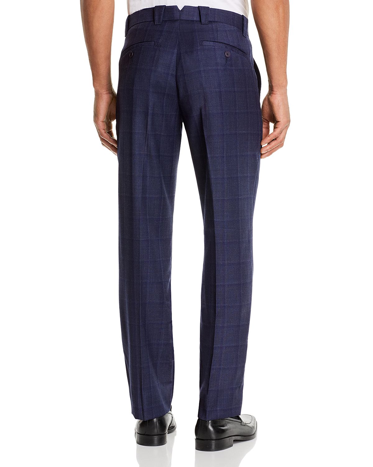 The Men's Store Wool Tonal-check Classic Fit Pants Blue
