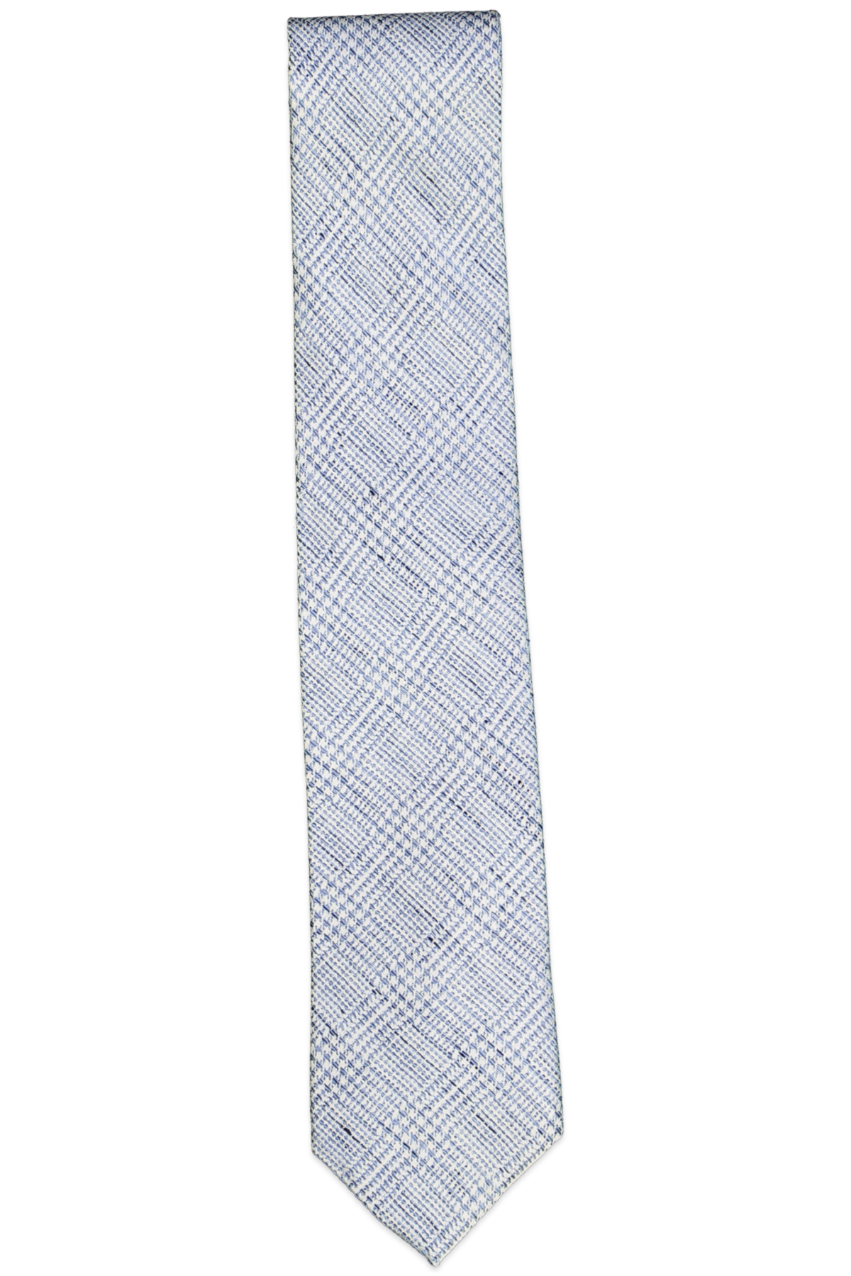 The Men's Store Woven Check Silk Classic Tie Blue