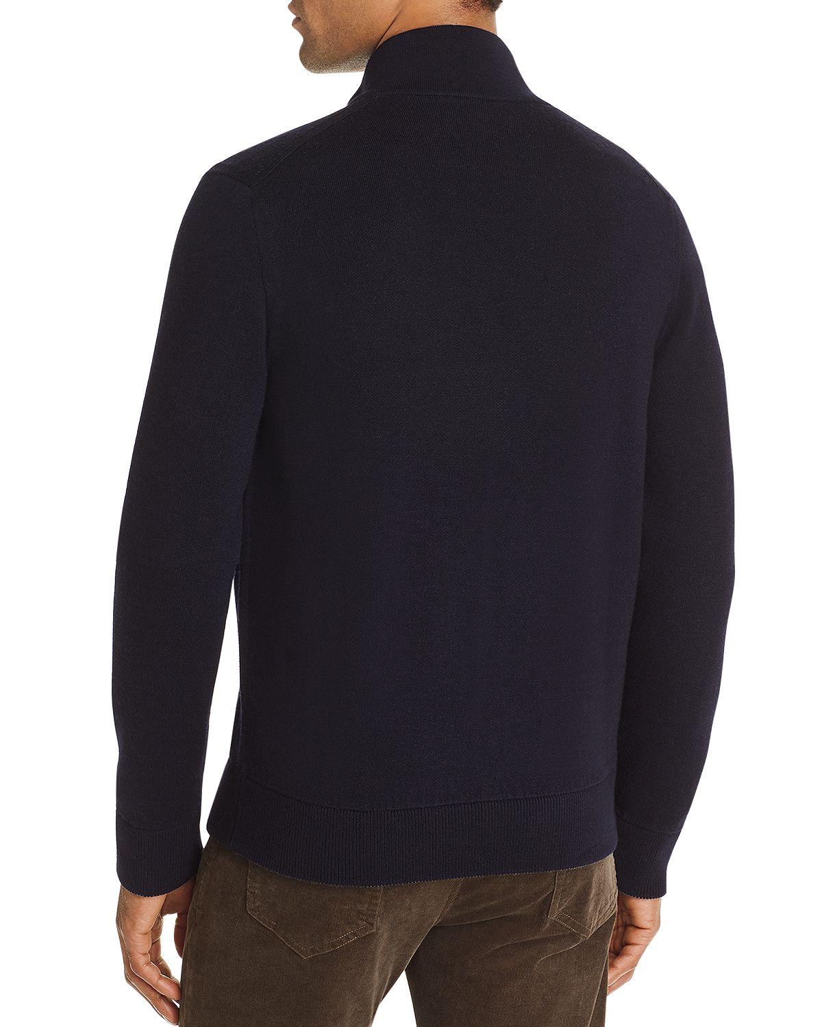 The Men's Store Zip-front Merino Wool Cardigan Navy