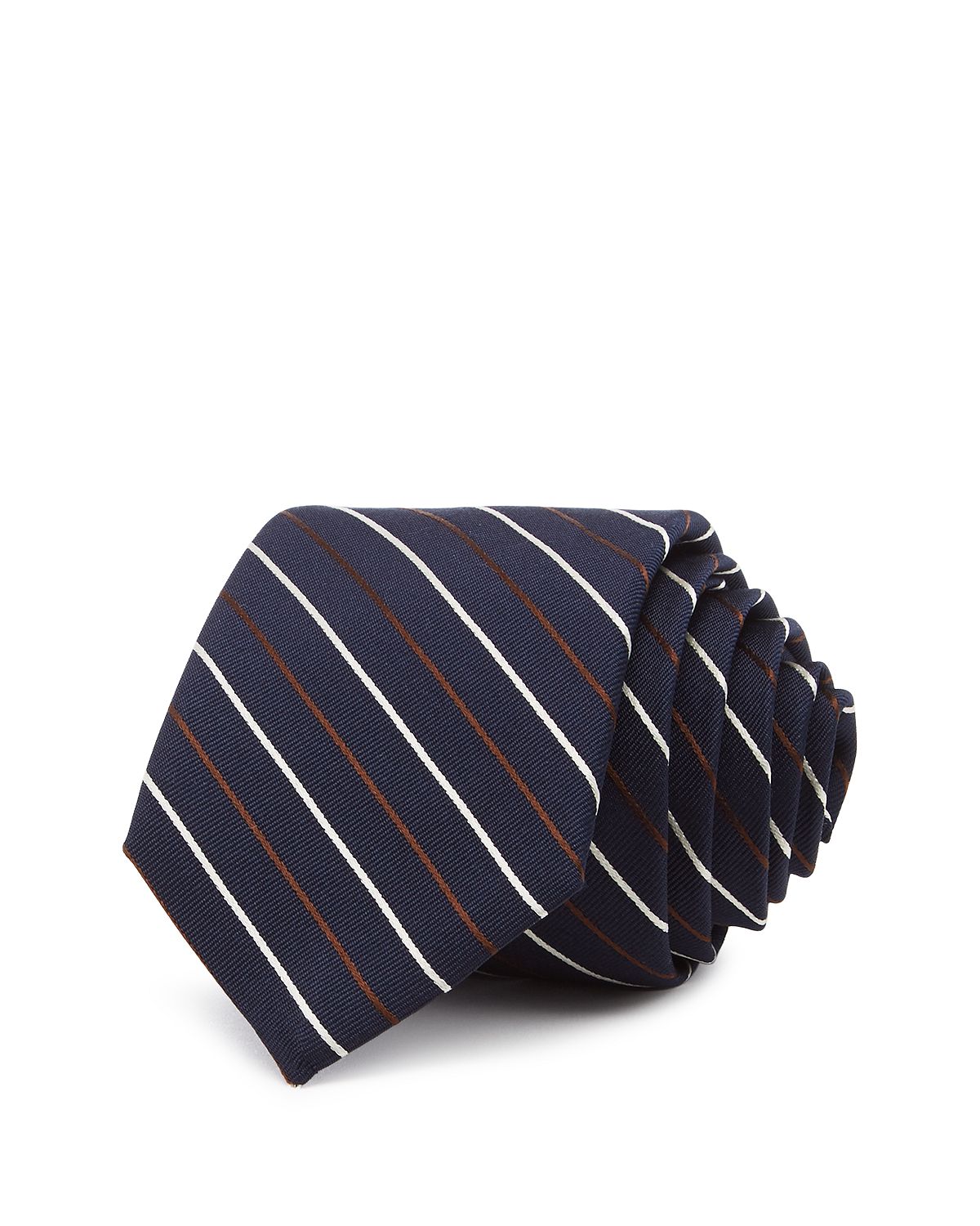 Theory Roadster Alport Striped Silk Skinny Tie Blue