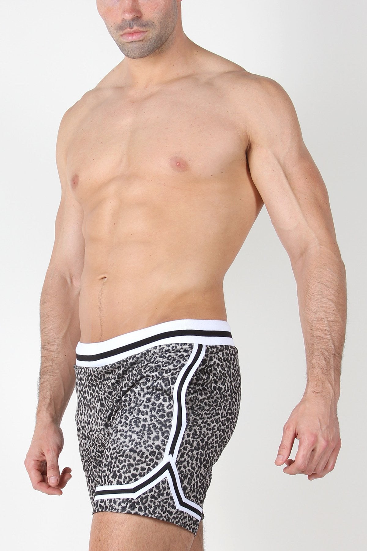 Timoteo Grey Leopard Reversible Mesh Short