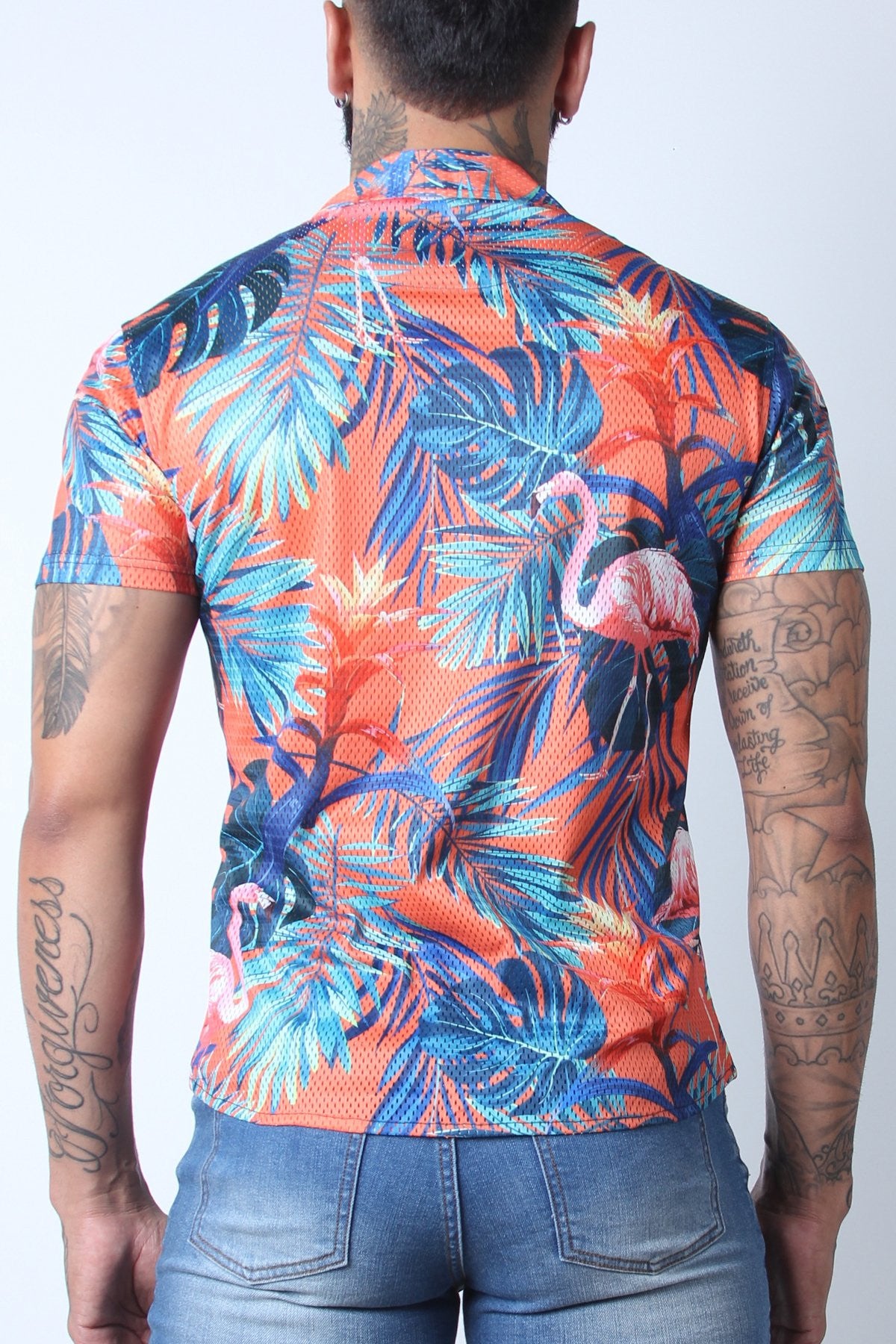 Timoteo Orange Riviera Mesh Shirt