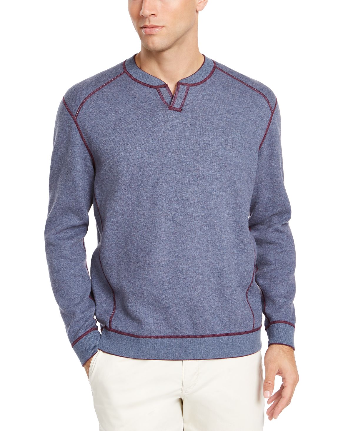 Tommy Bahama Flip Side Classic-fit Reversible Split-neck Sweater Port Heather