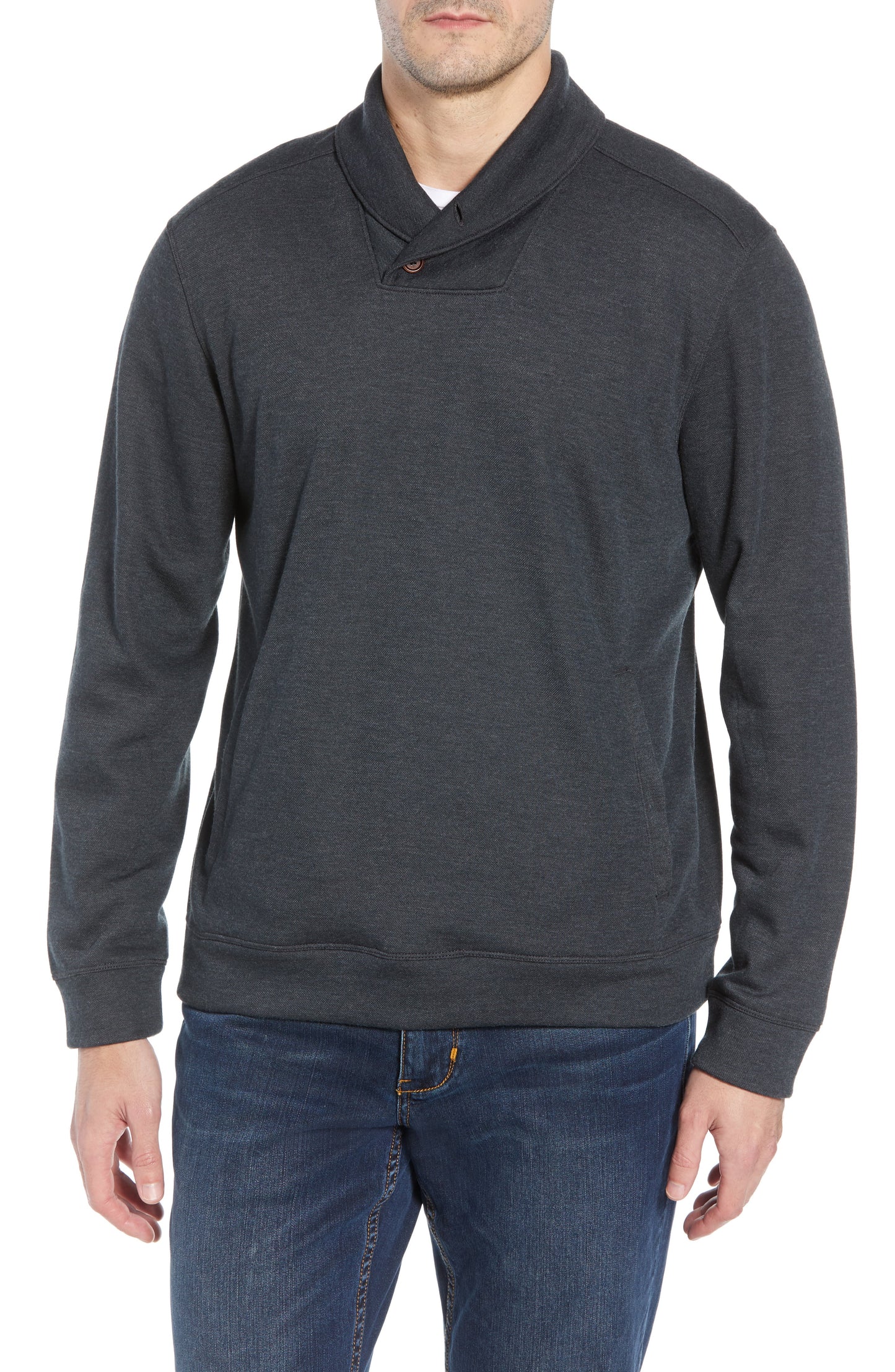 Tommy Bahama Men's Sandbar Shawl Collar Regular Fit Pullover Black