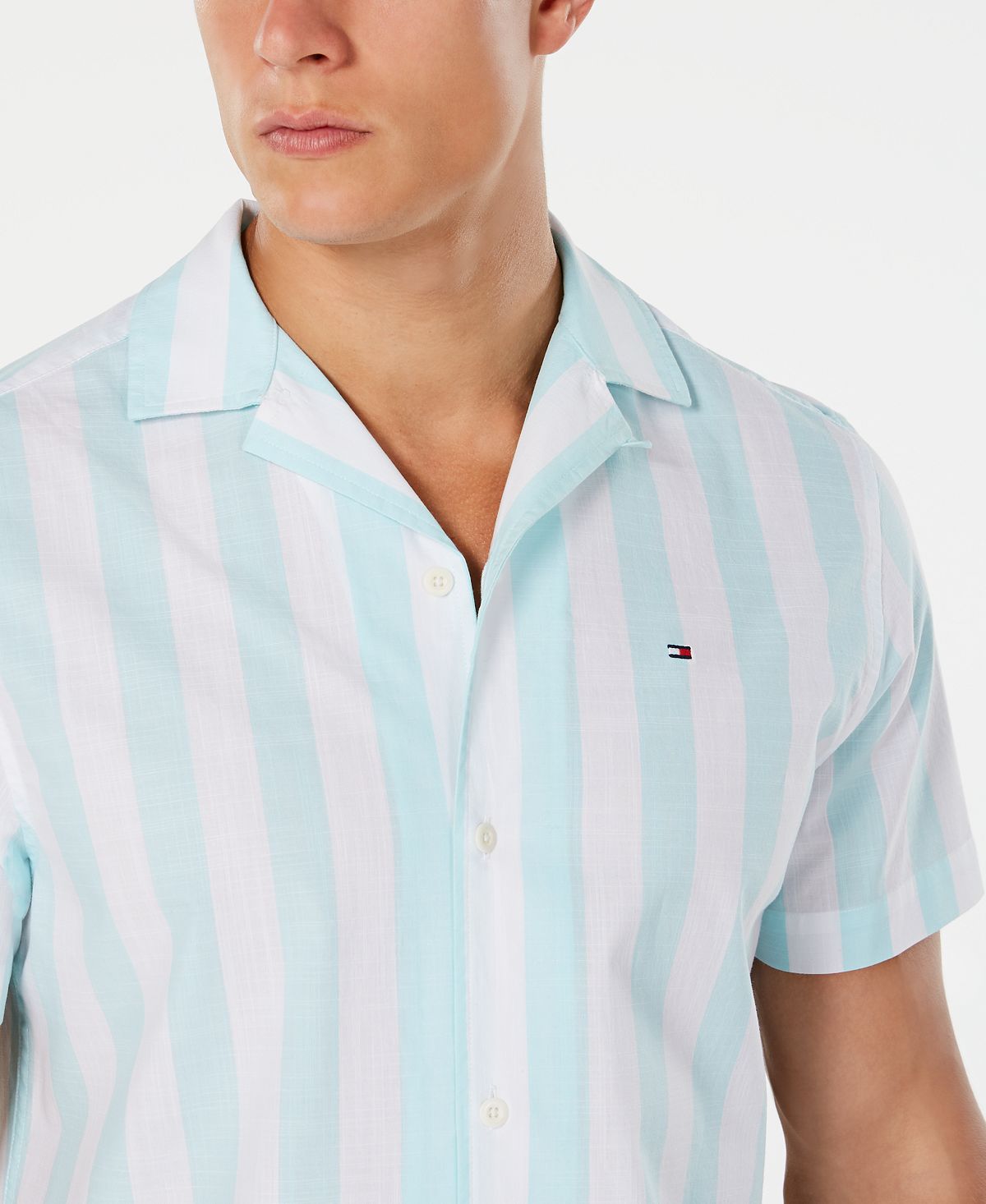 Tommy Hilfiger Abner Stripe Camp Collar Shirt Limpet Shell