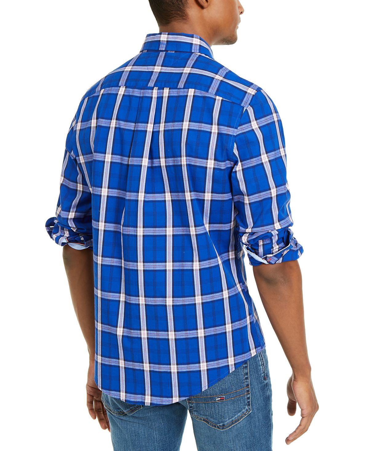 Tommy Hilfiger Ballard Stretch Plaid Shirt Surf The Web Blue