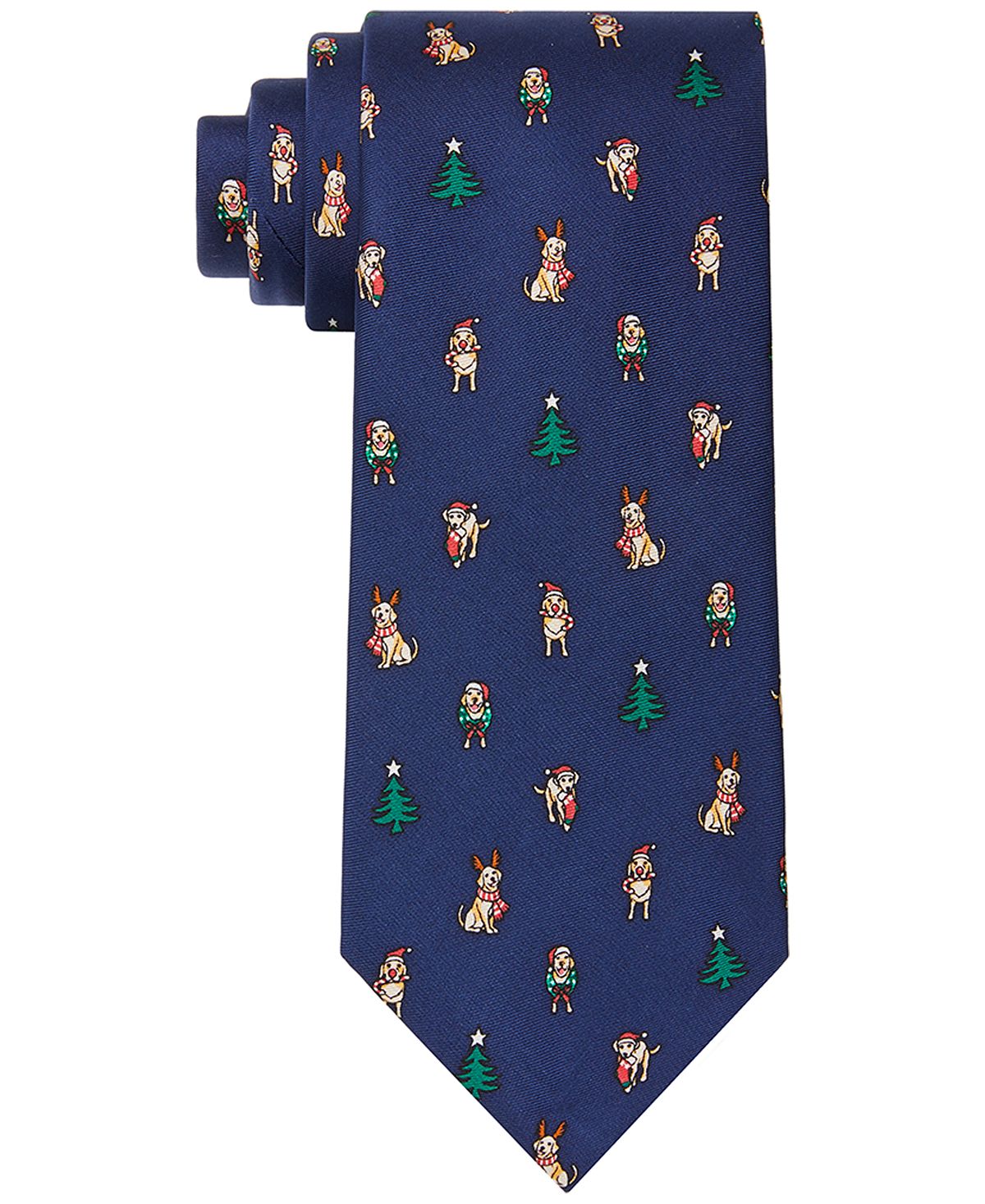 Tommy Hilfiger Classic Holiday Dog & Tree Tie Navy