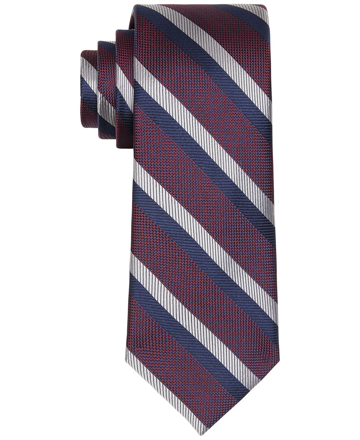 Tommy Hilfiger Diagonally Striped Tie Burgundy