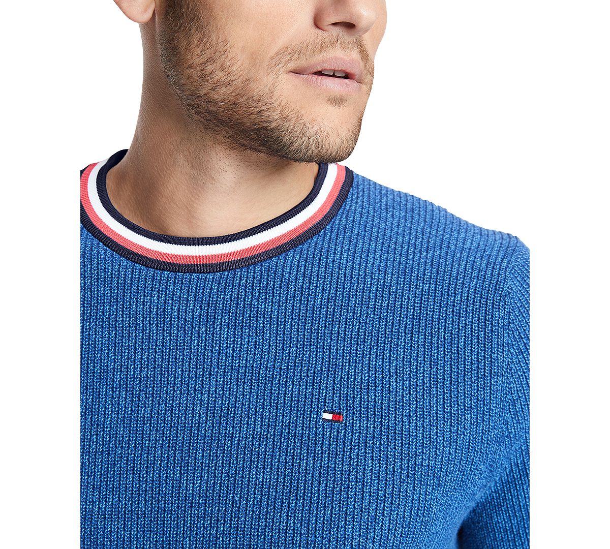 Tommy Hilfiger Geneva Regular-fit Tipped Ribbed-knit Sweater Blue Depths