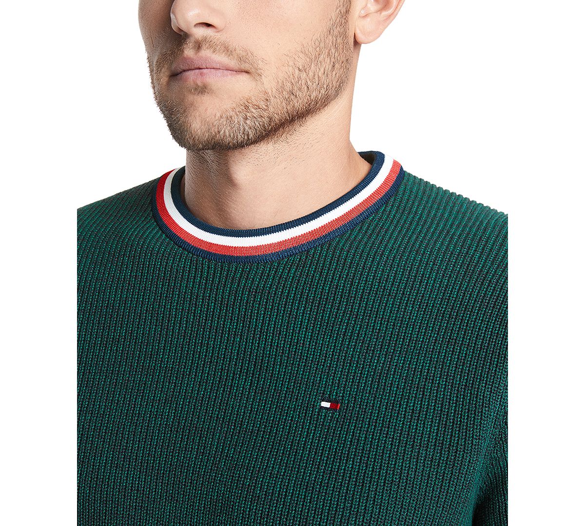 Tommy Hilfiger Geneva Regular-fit Tipped Ribbed-knit Sweater Botanical Garden