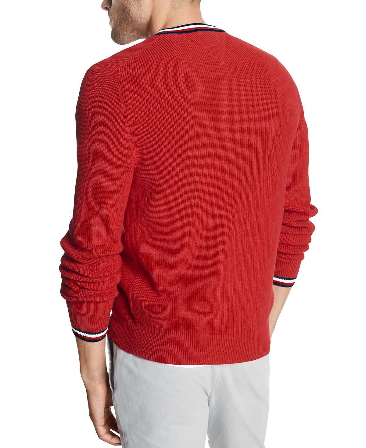 Tommy Hilfiger Geneva Regular-fit Tipped Ribbed-knit Sweater Haute Red