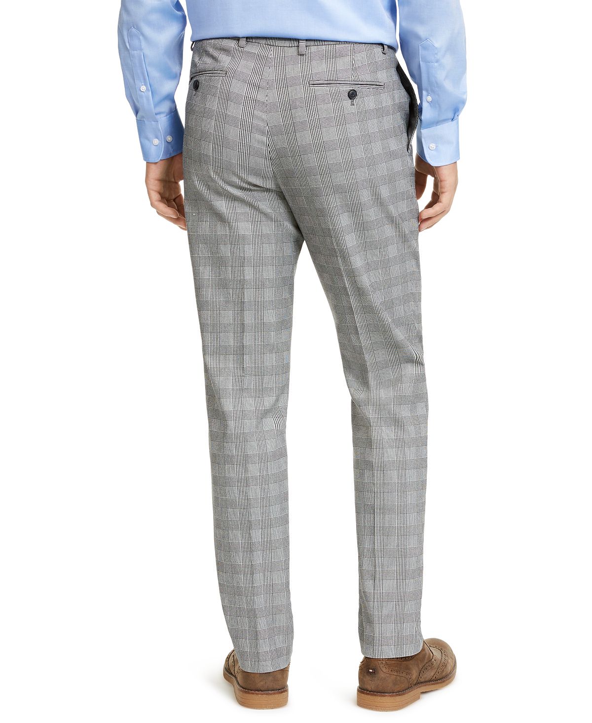 Tommy Hilfiger Plaid Th Flex Stretch Modern-fit Dress Pants White/Black