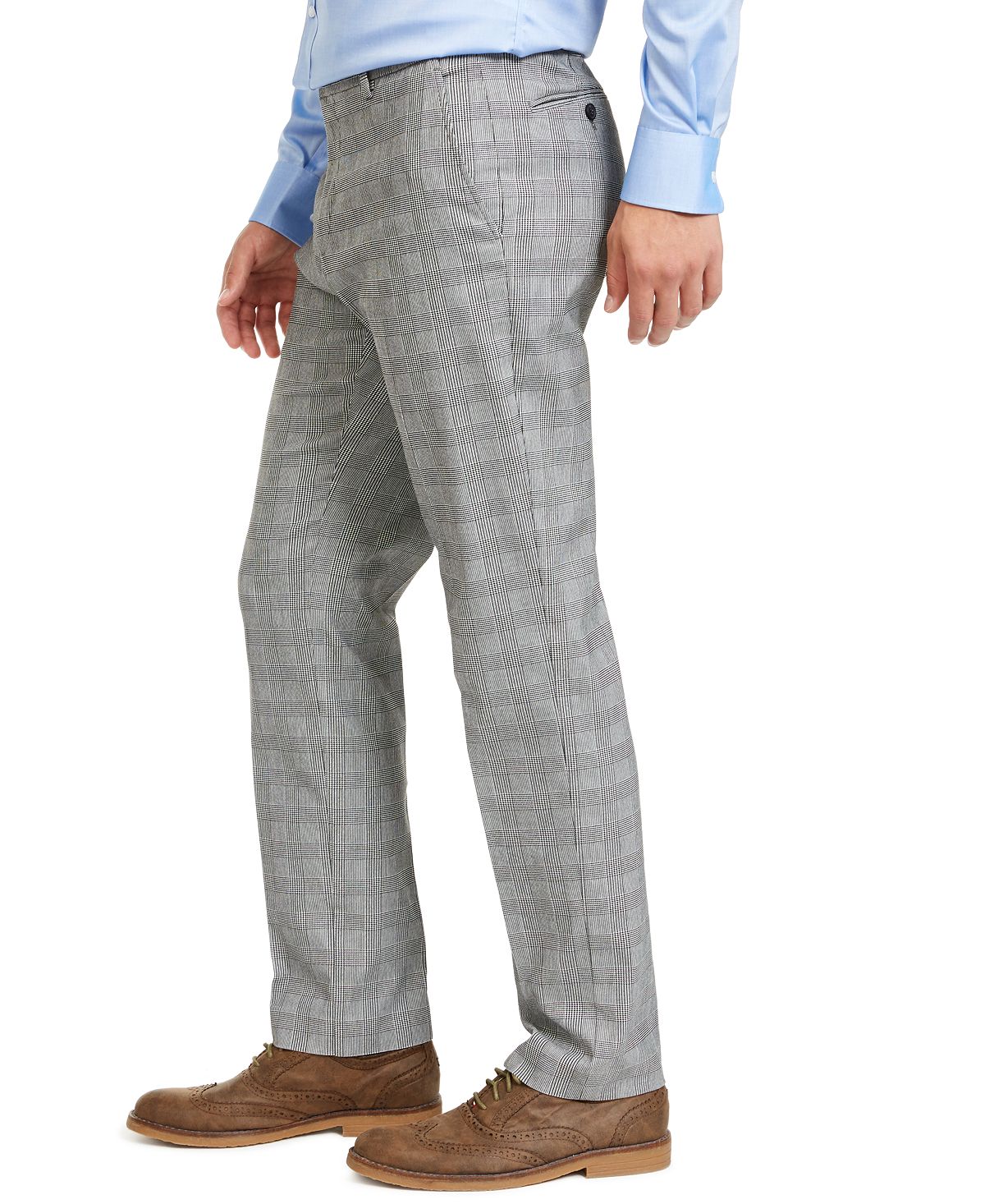 Tommy Hilfiger Plaid Th Flex Stretch Modern-fit Dress Pants White/Black