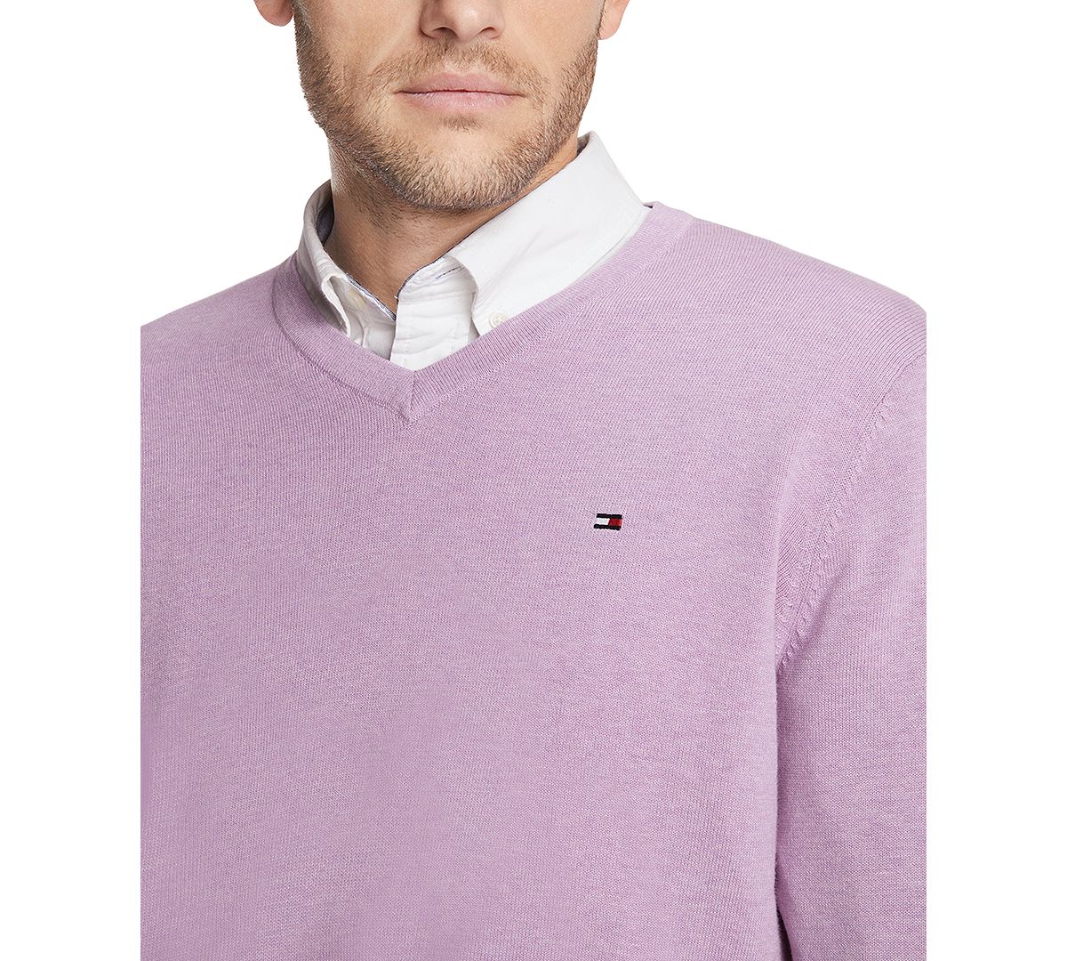 Tommy Hilfiger Signature Regular-fit Solid V-neck Sweater African Violet