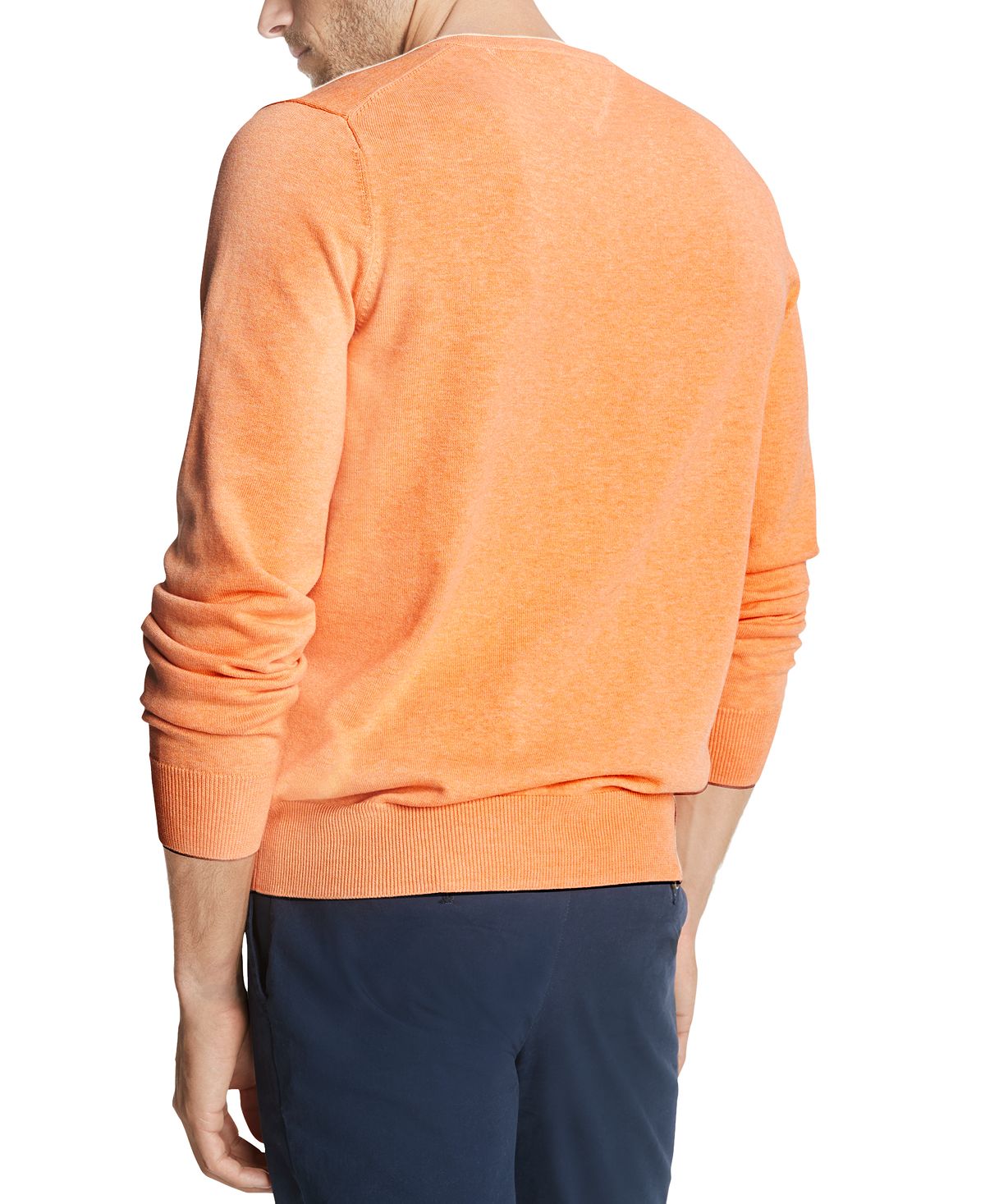 Tommy Hilfiger Signature Regular-fit Solid V-neck Sweater Canteloupe Heather