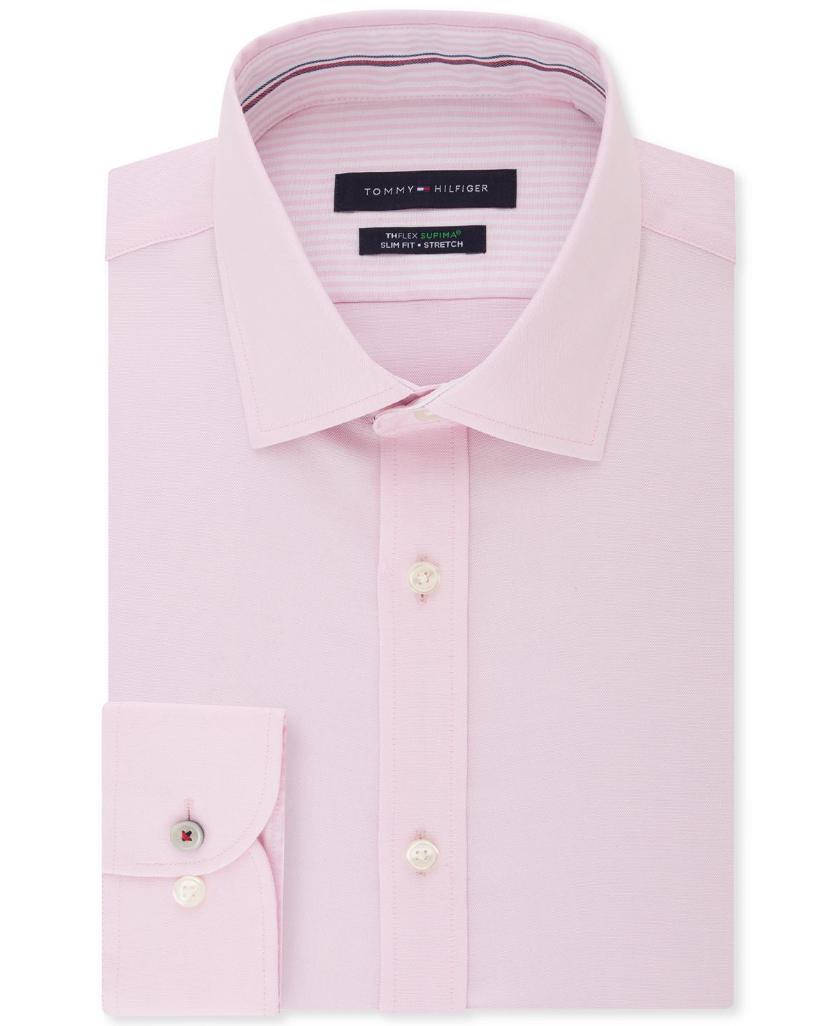 Tommy Hilfiger Slim-fit Non-iron Th Flex Performance Stretch Solid Dress Shirt Pink