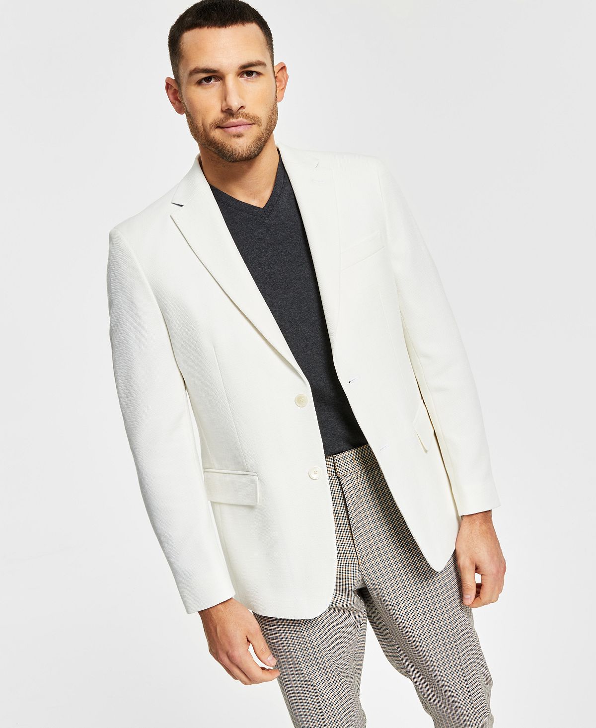 Tommy Hilfiger Slim-fit Solid Weave Blazer Cream