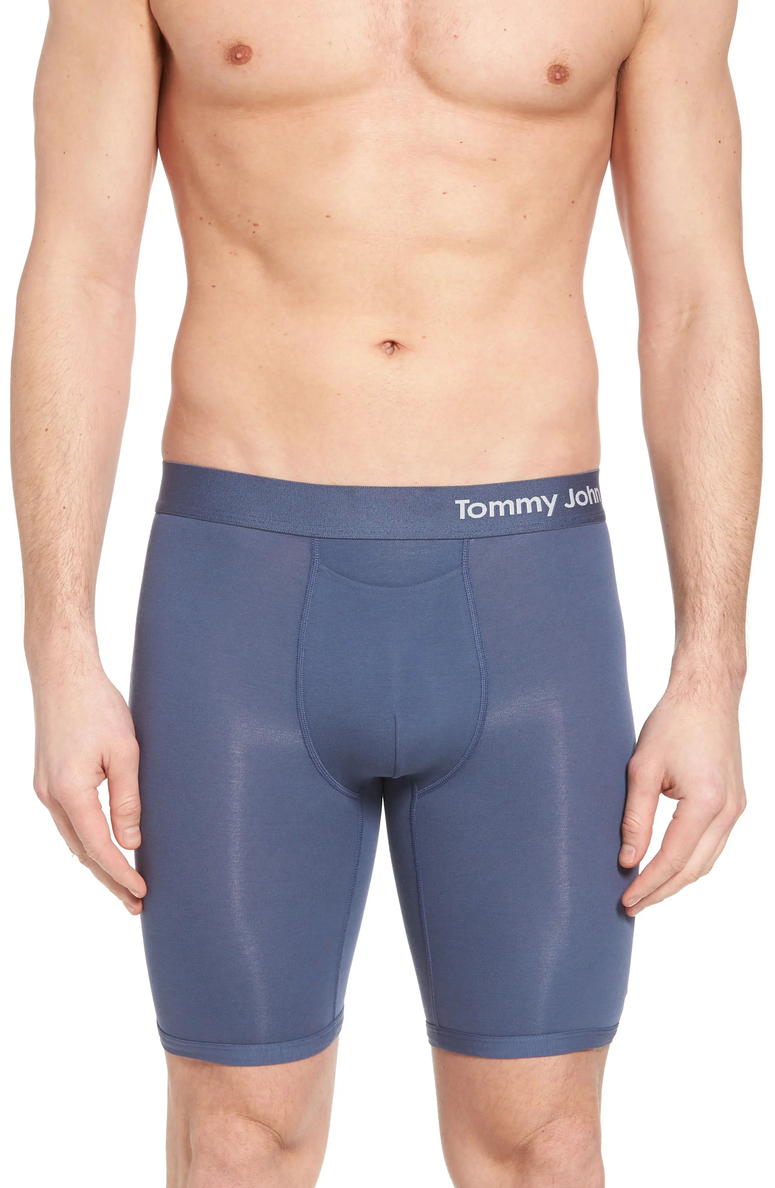 Tommy John Men's Cool Cotton Boxer Briefs, Size Medium Blue CheapUndies