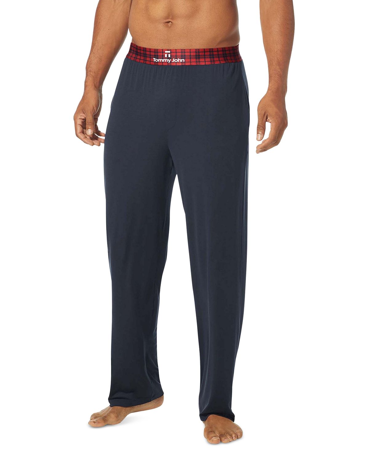 Tommy John Second Skin Plaid Waistband Pajama Pants Blue
