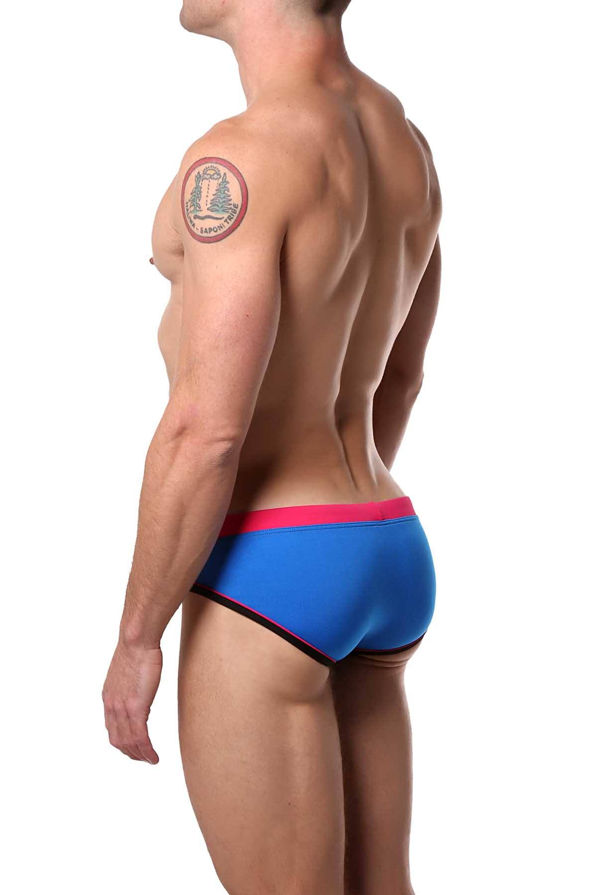 Tribe Cobalt-Blue/Pink Oceanic Lo-Rise Swim Brief