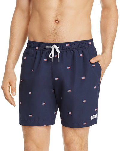 Trunks Surf & Swim Co. Embroidered Flag Swim Short in Navy