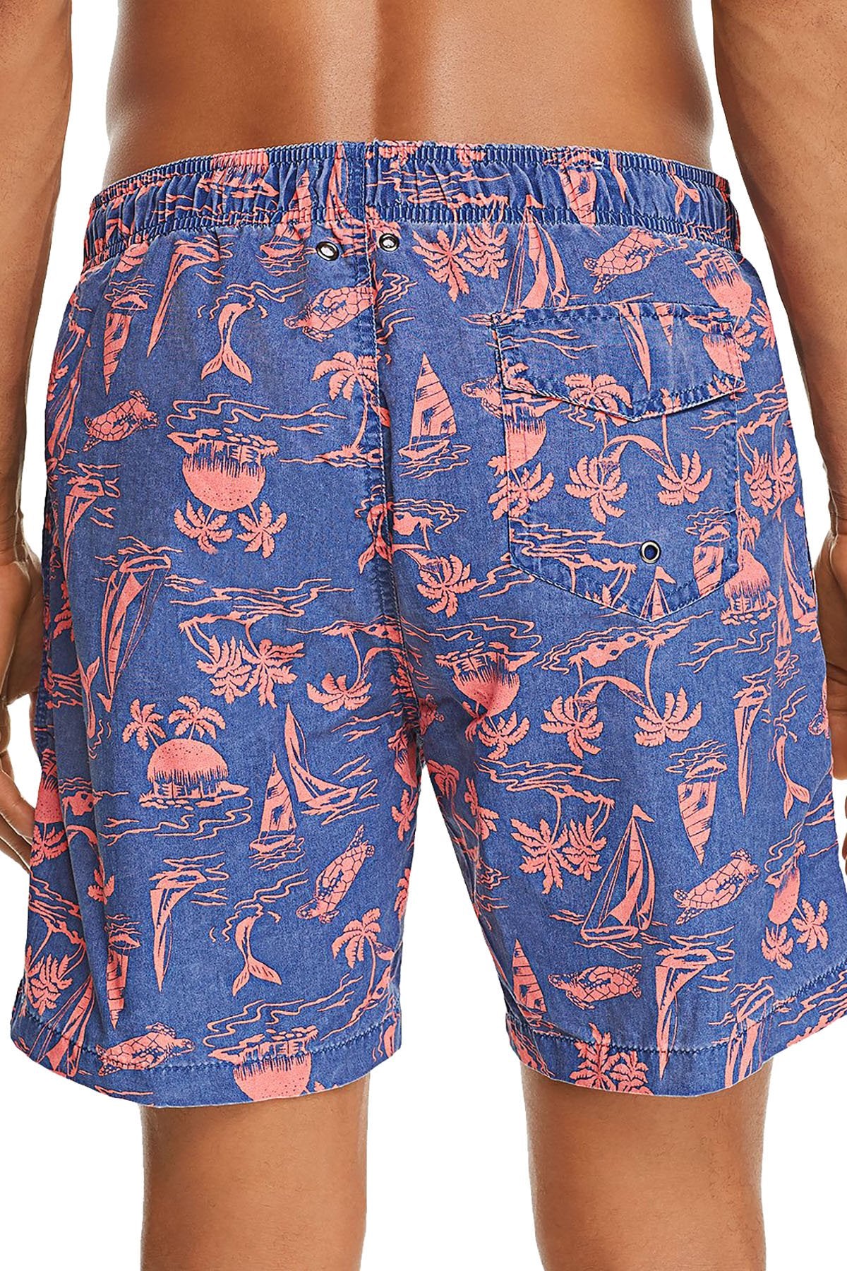 Trunks Surf & Swim Co. Premium Washed Tropical Print Swim Trunk in Twilight