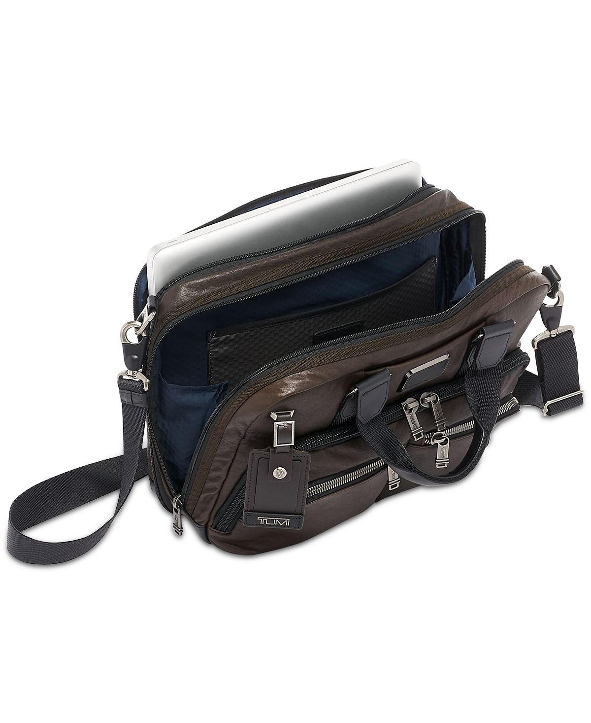 Tumi Alpha Bravo Slim Briefcase Dark Brown Smooth