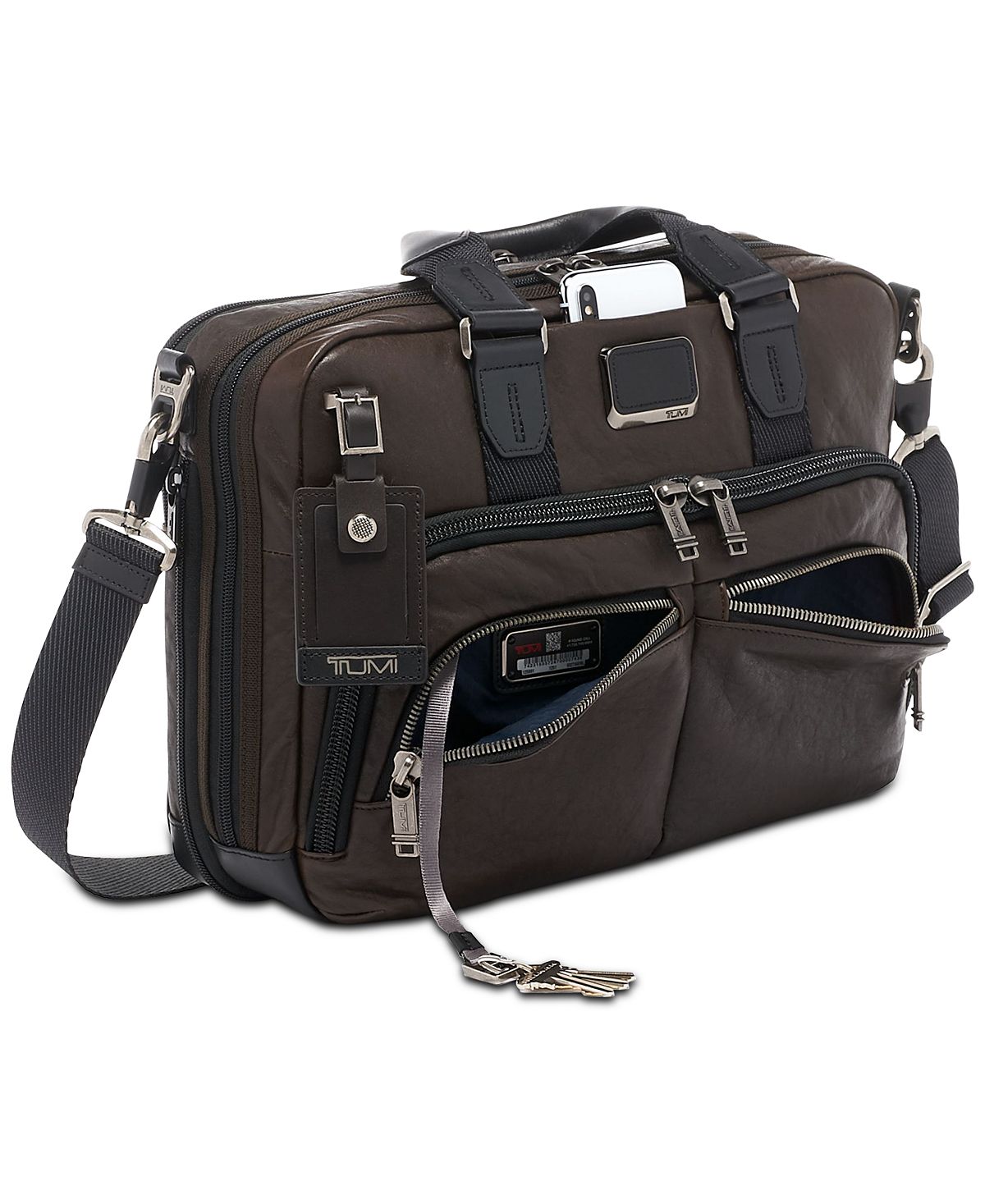 Tumi Alpha Bravo Slim Briefcase Dark Brown Smooth