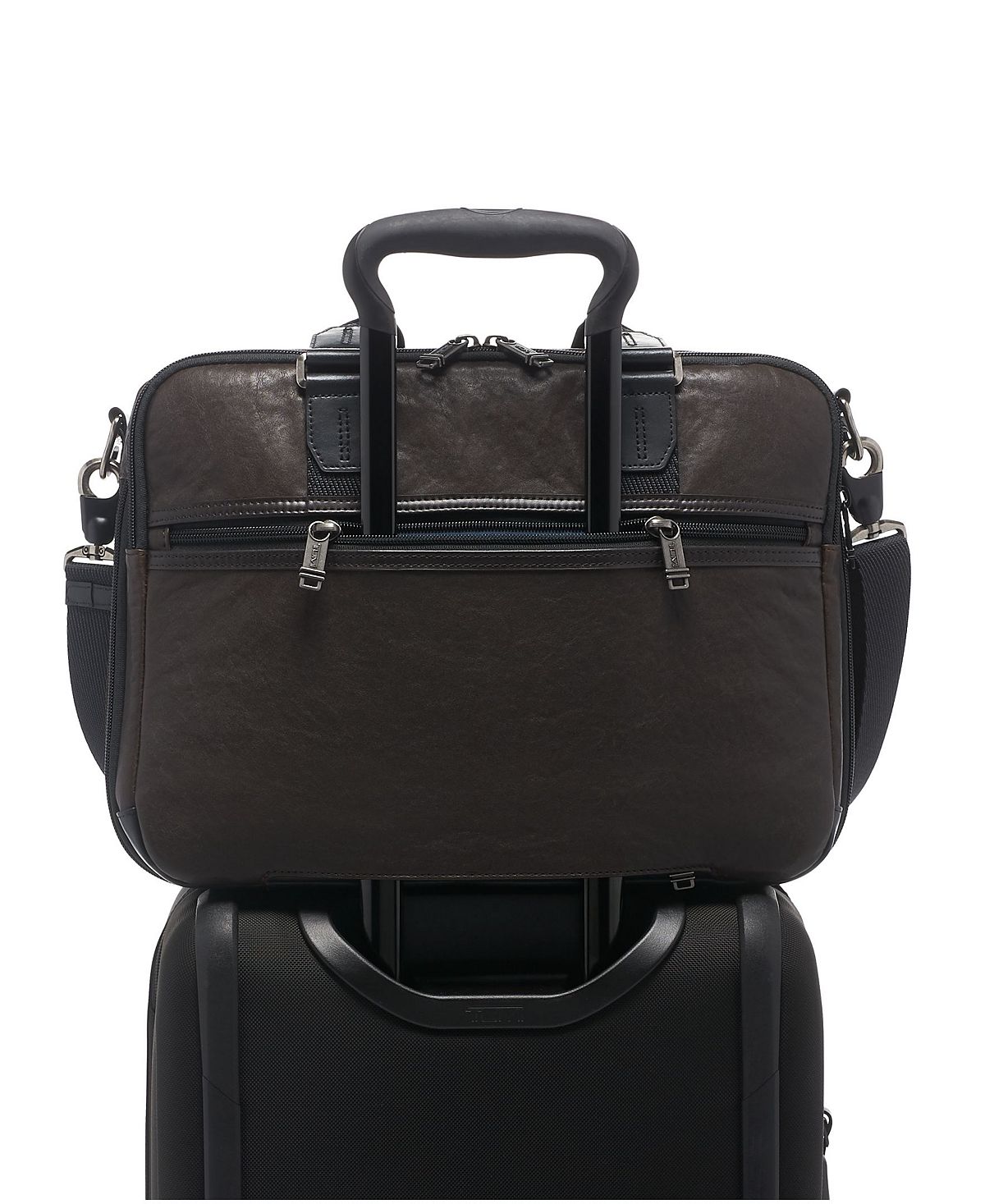 Tumi Alpha Bravo Slim Briefcase Dark Brown Smooth