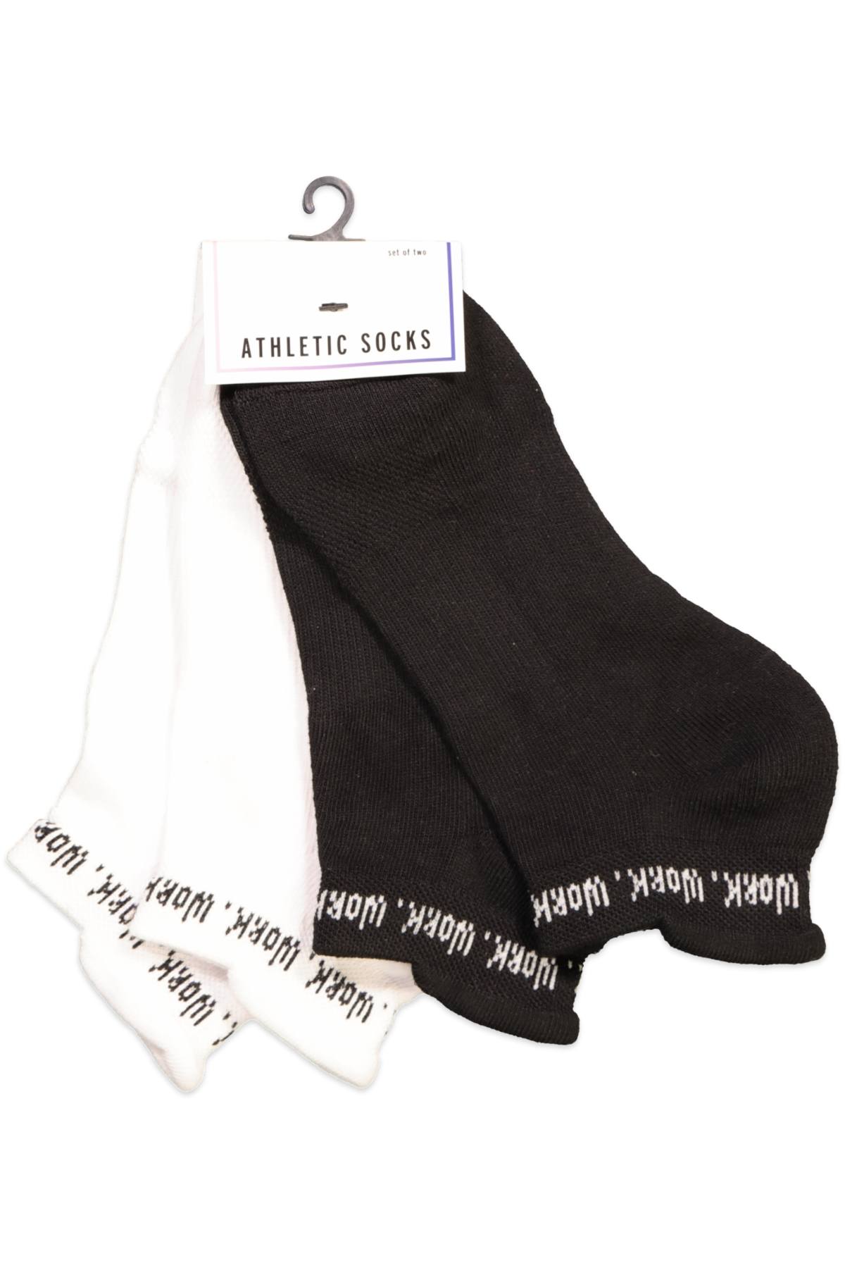 TwelveNYC Black/White Women's Work Work Work Ankle Sock 2-Pack
