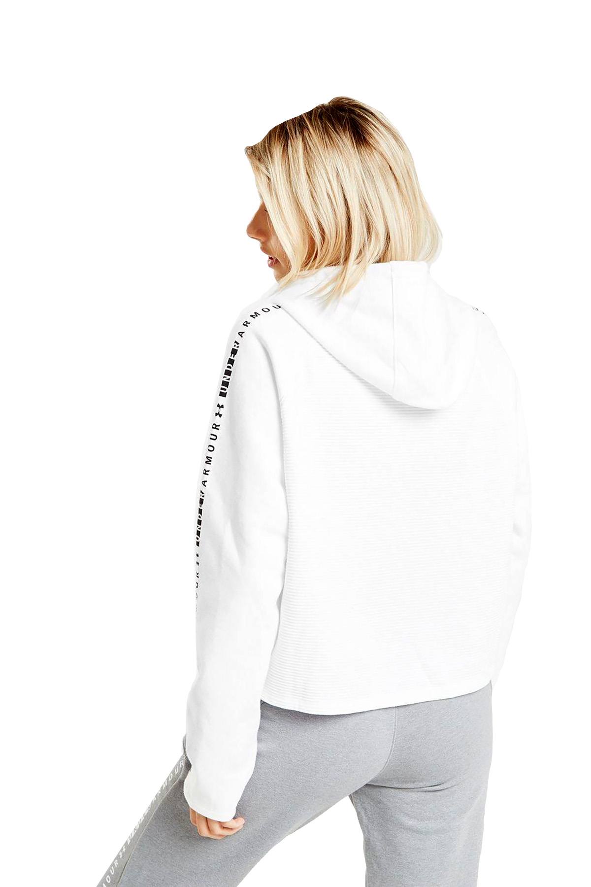 Under Armour White/Black Ottoman Fleece Cropped Hoodie