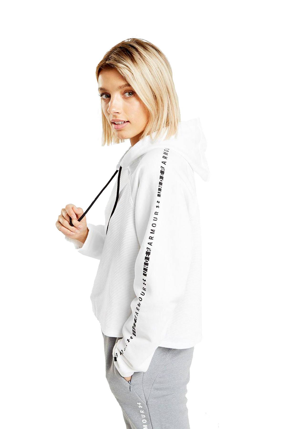 Under Armour White/Black Ottoman Fleece Cropped Hoodie