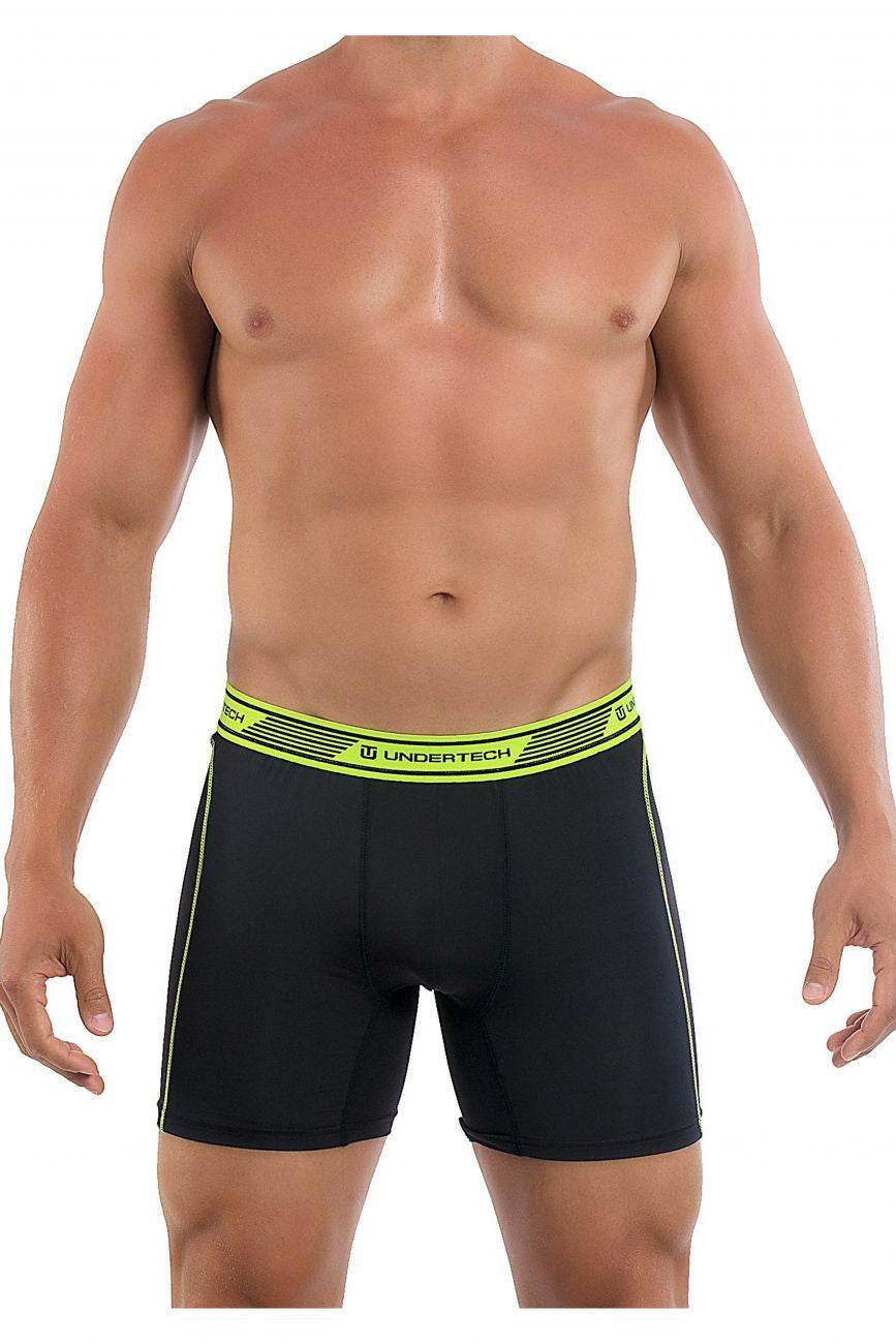 Undertech 347710-340 2Pk Solid Mesh Boxer Briefs Color Black-Green