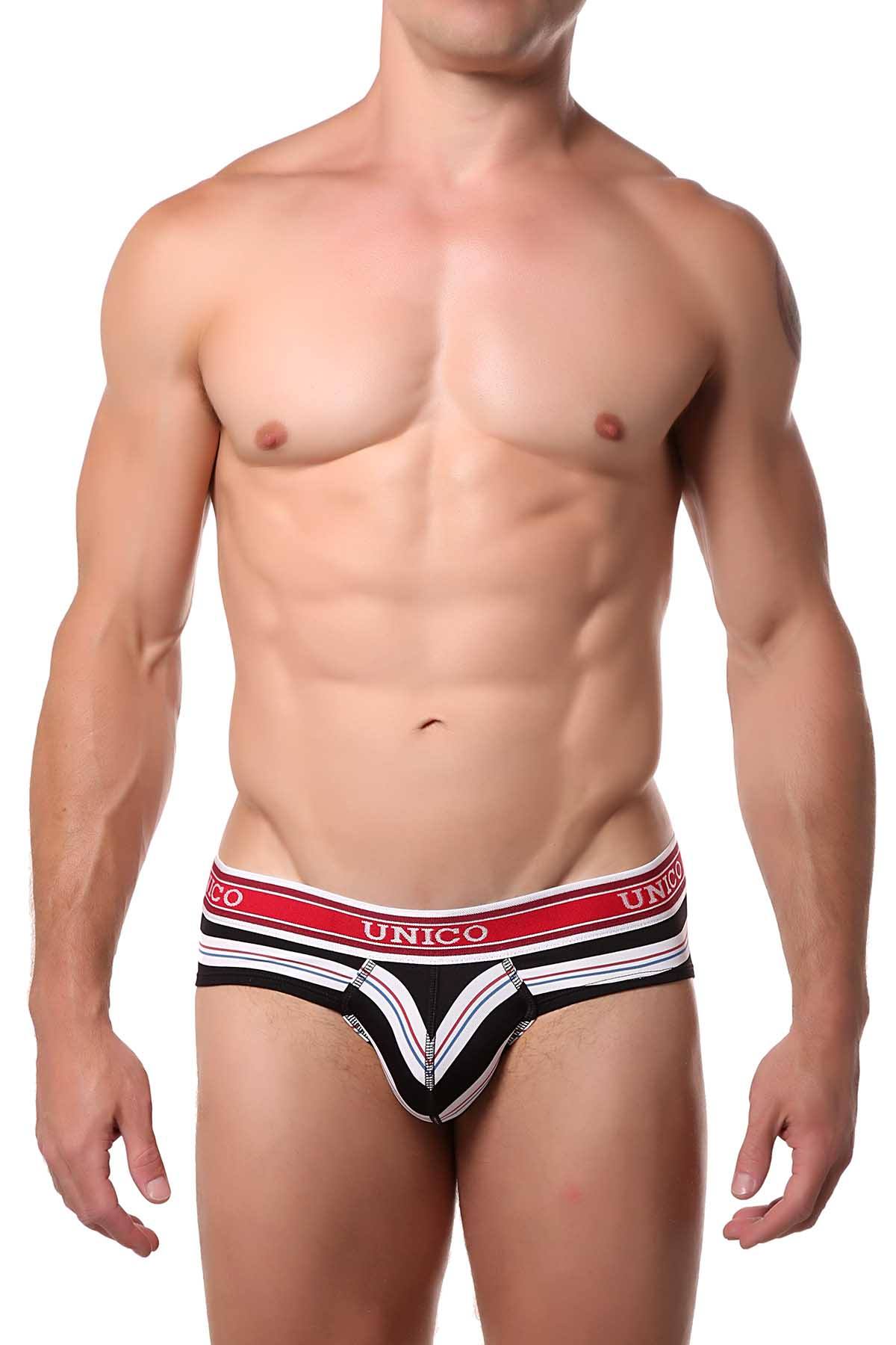 Unico Black/Red/Blue Striped Swami Brief