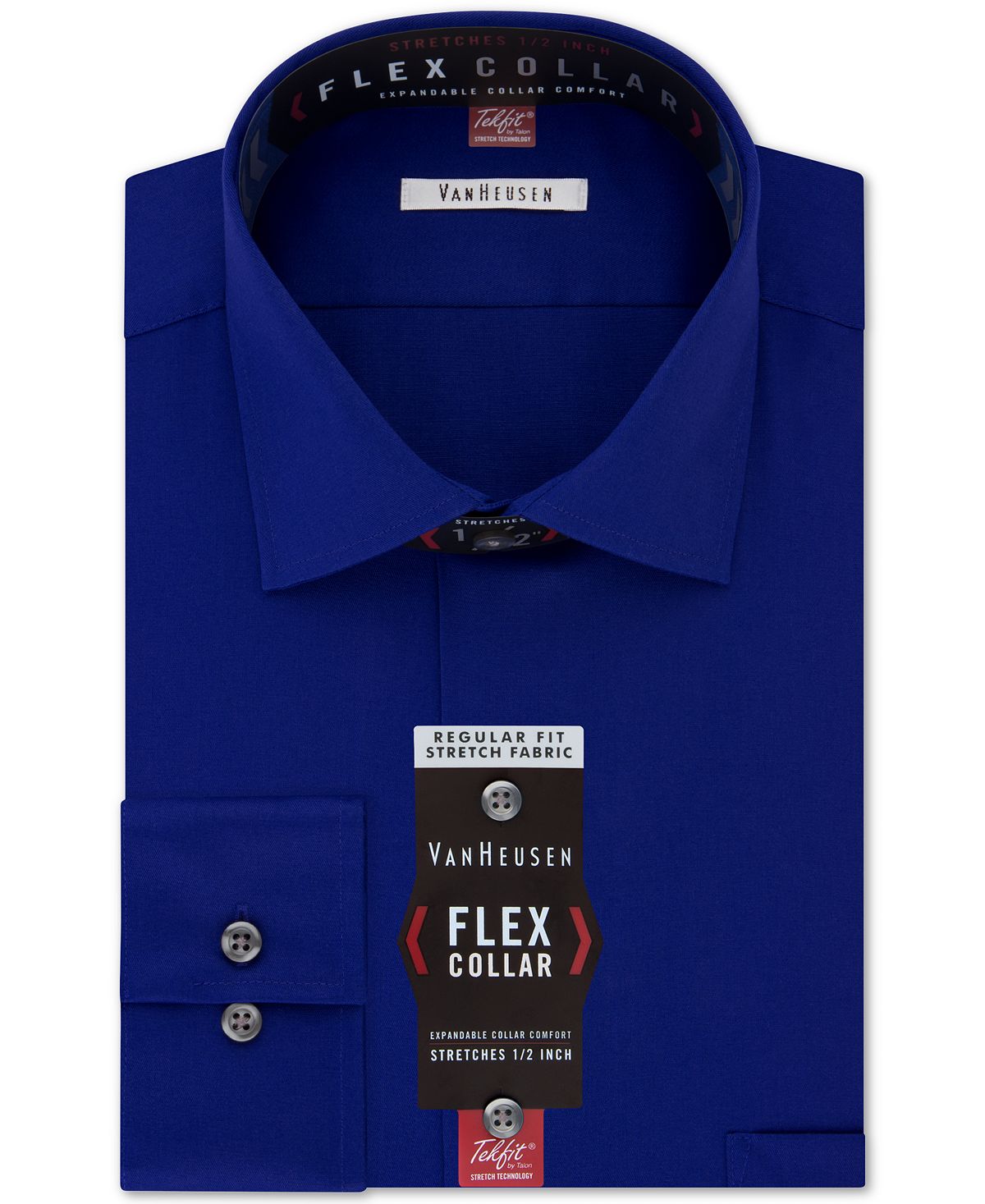 Van Heusen Classic-fit Wrinkle Free Flex Collar Stretch Solid Dress Shirt Royal Blue