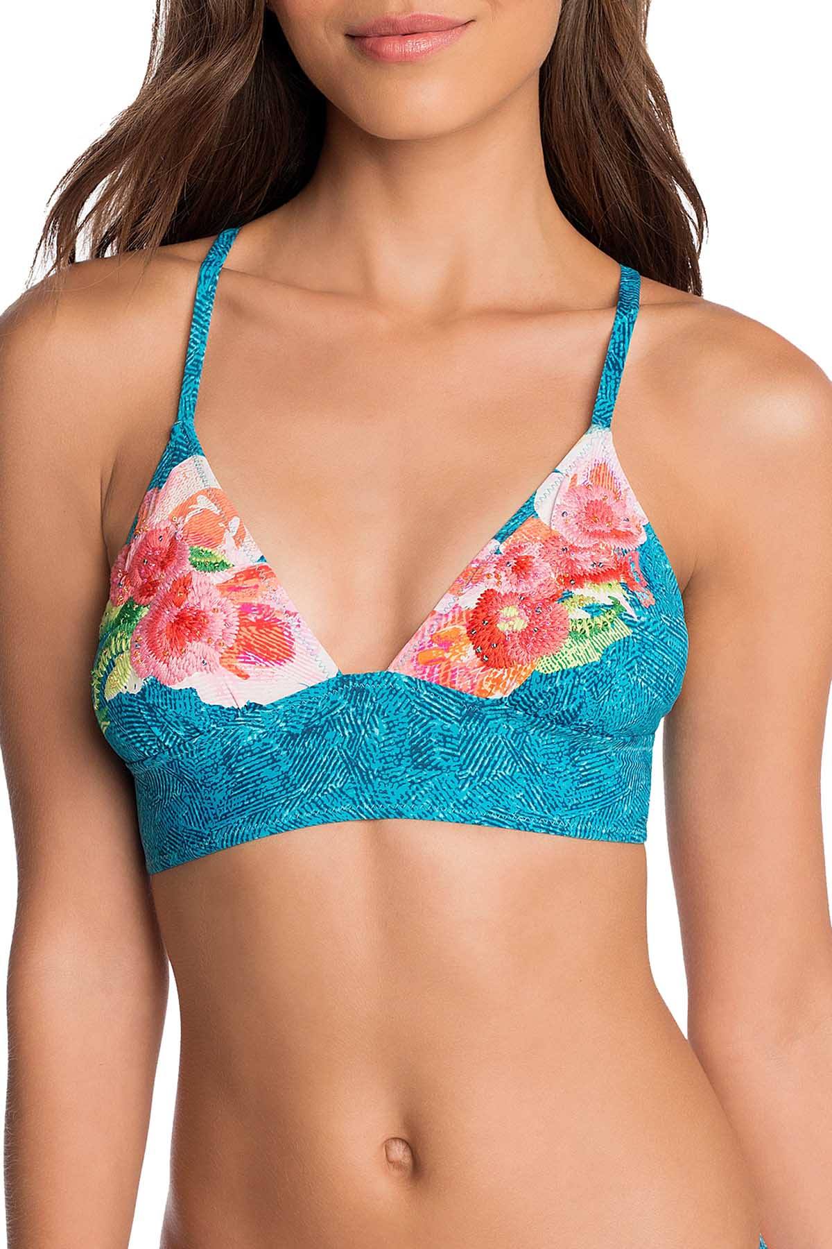 Vera Bradley Multicolor Floral Superbloom Crossback Triangle Bikini Top