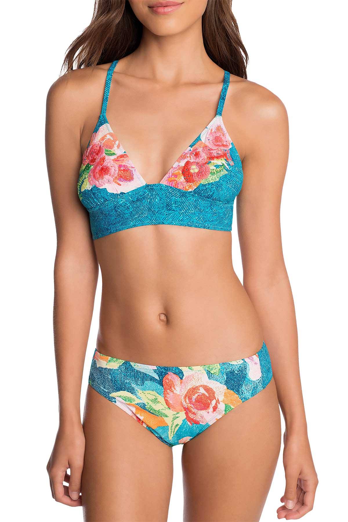 Vera Bradley Multicolor Floral Superbloom Crossback Triangle Bikini Top
