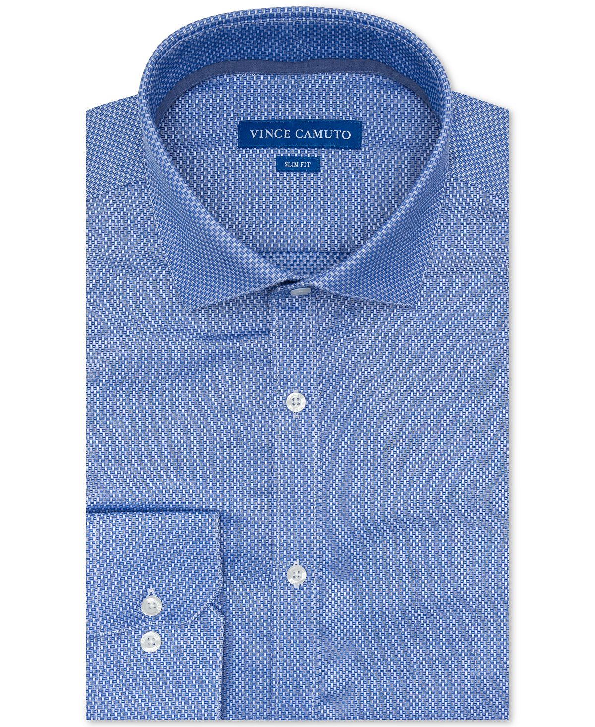 Vince Camuto Slim-fit Performance Stretch Dobby Dress Shirt Medium Blue Dobby