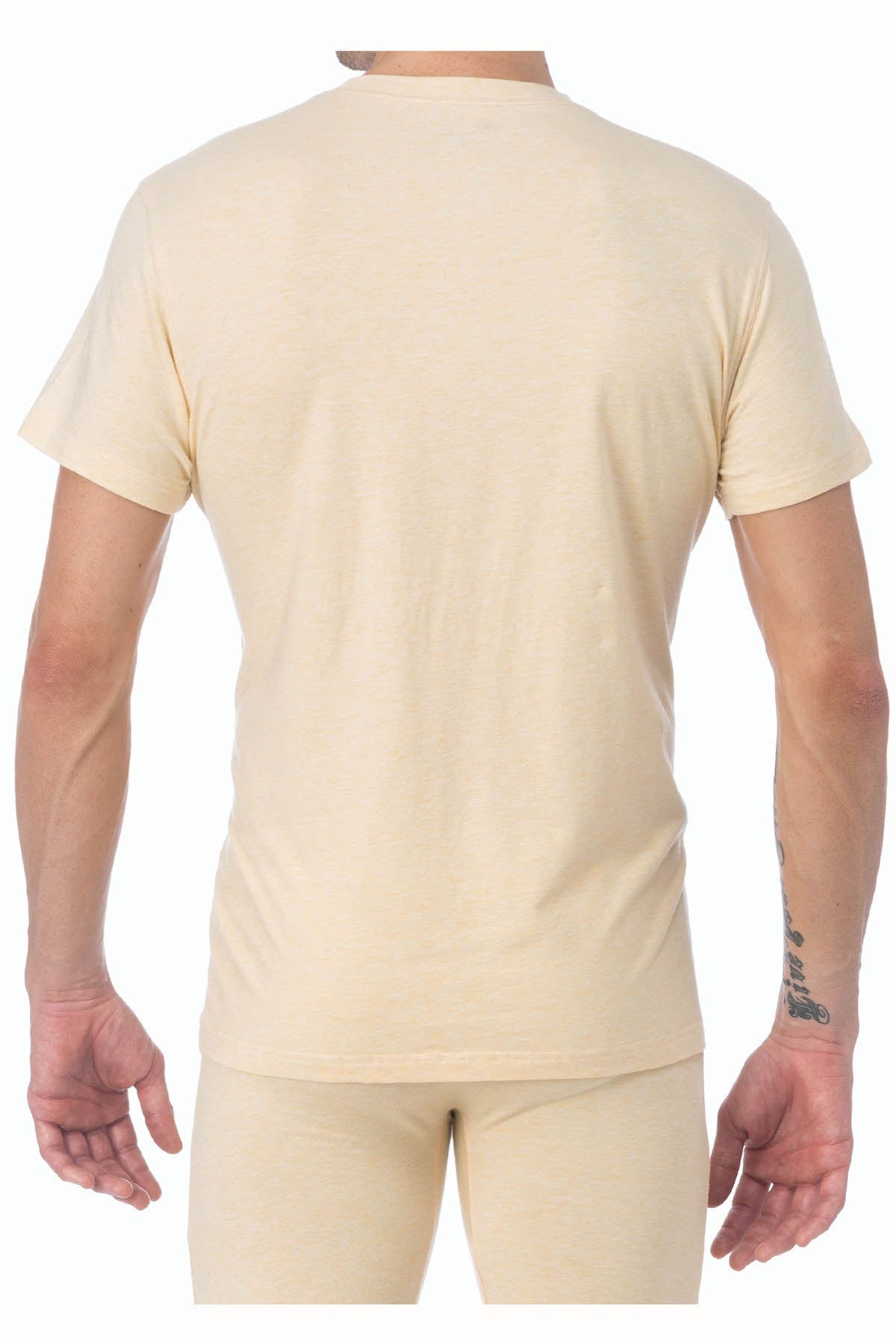 WOOD Straw Yellow Short Sleeve Henley