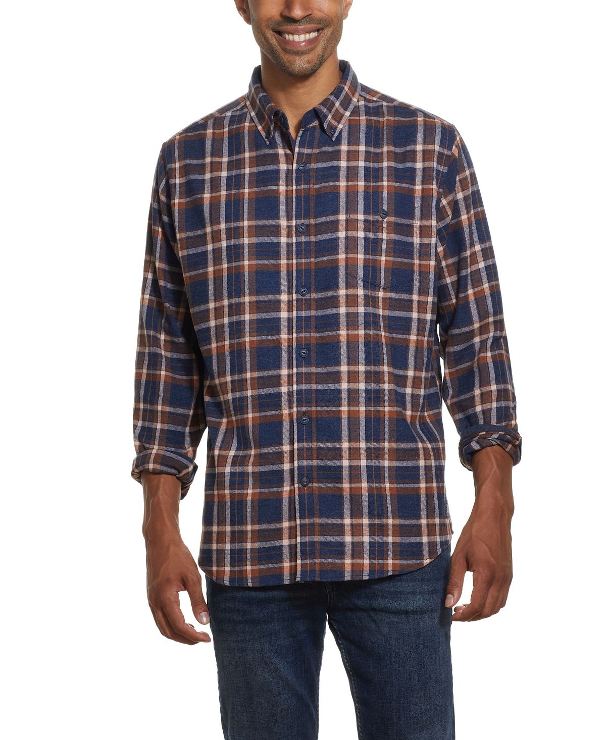 Weatherproof Vintage Antique Plaid Flannel Shirt Estate Blue