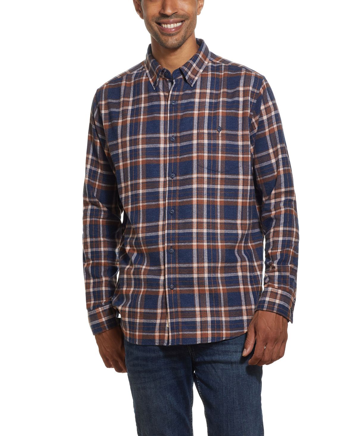 Weatherproof Vintage Antique Plaid Flannel Shirt Estate Blue