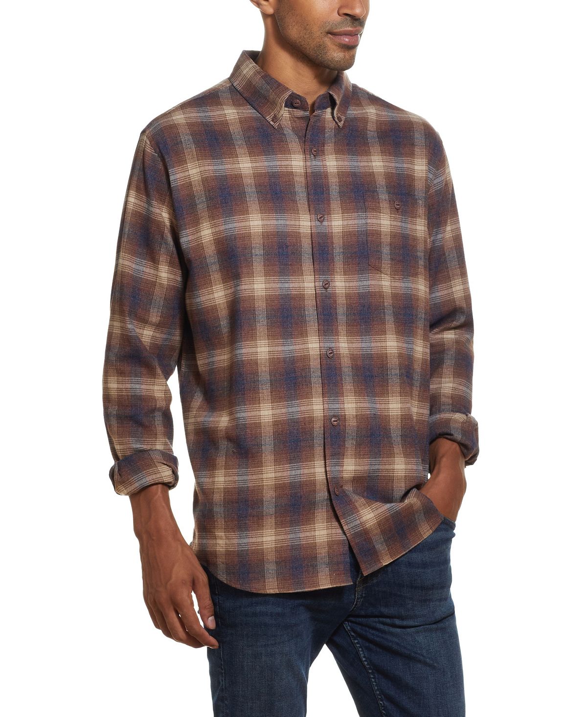 Weatherproof Vintage Antique Plaid Flannel Shirt Nutmeg