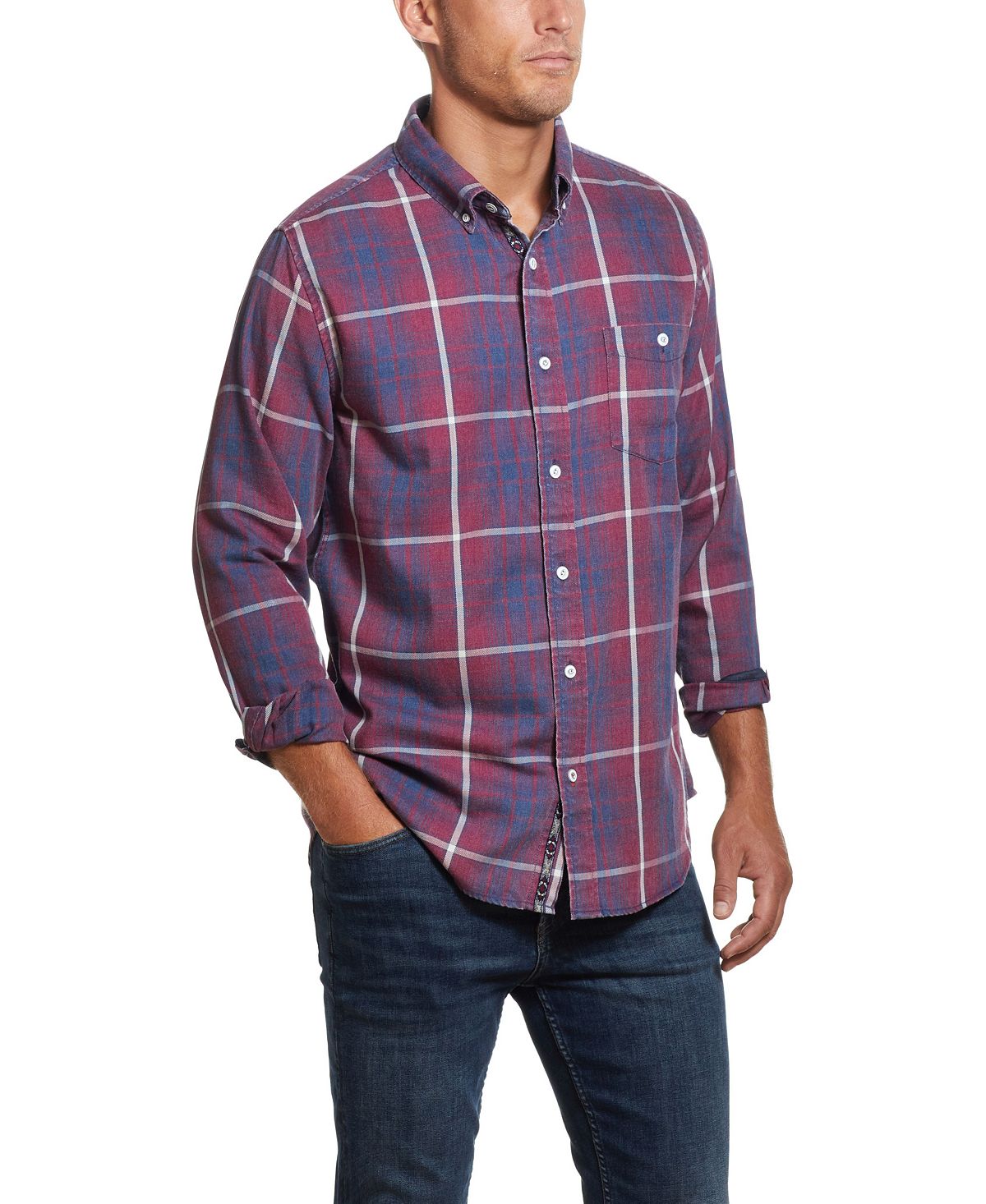 Weatherproof Vintage Burnout Flannel Shirt Dark Red