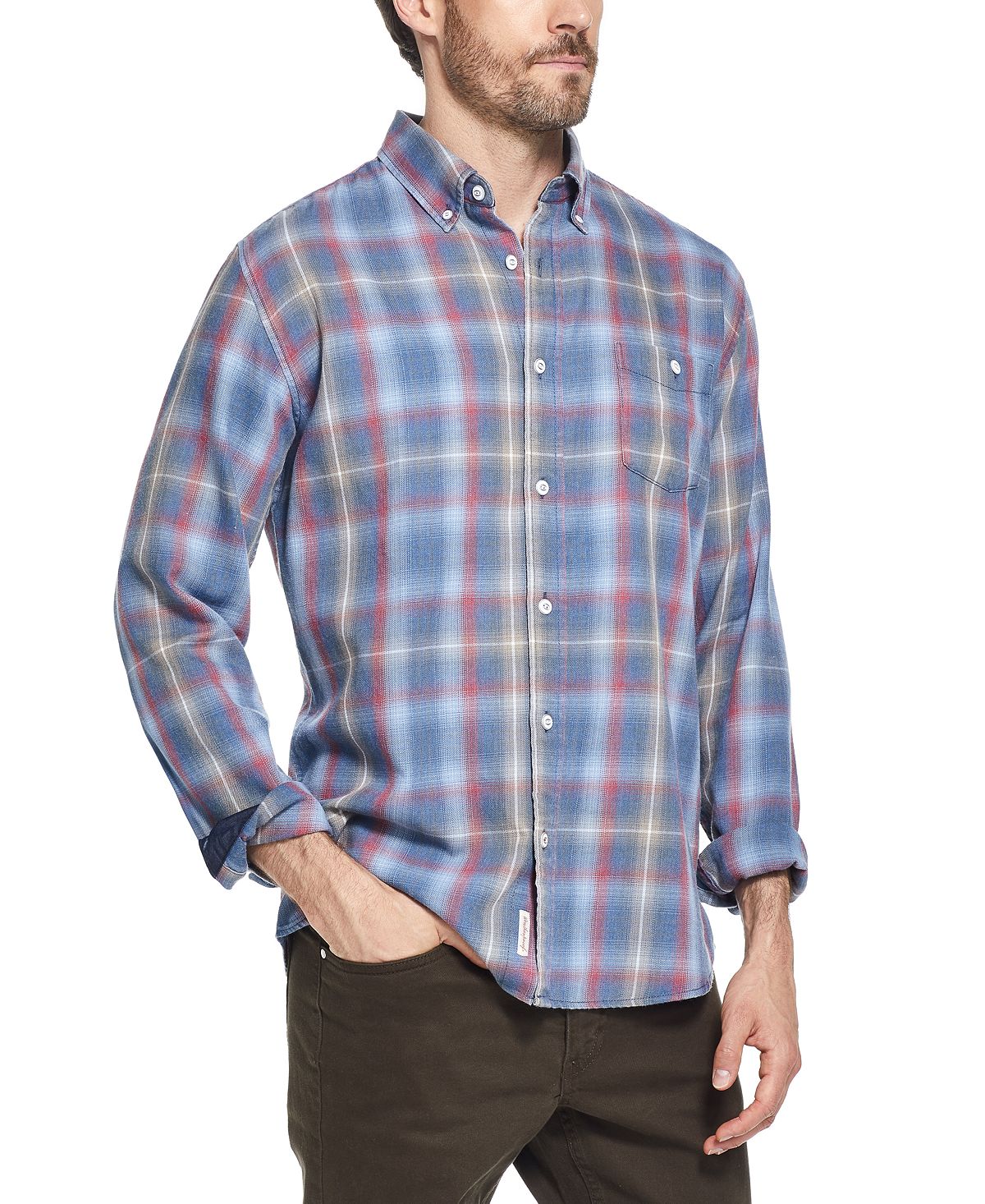 Weatherproof Vintage Button-down Plaid Shirt Sapphire
