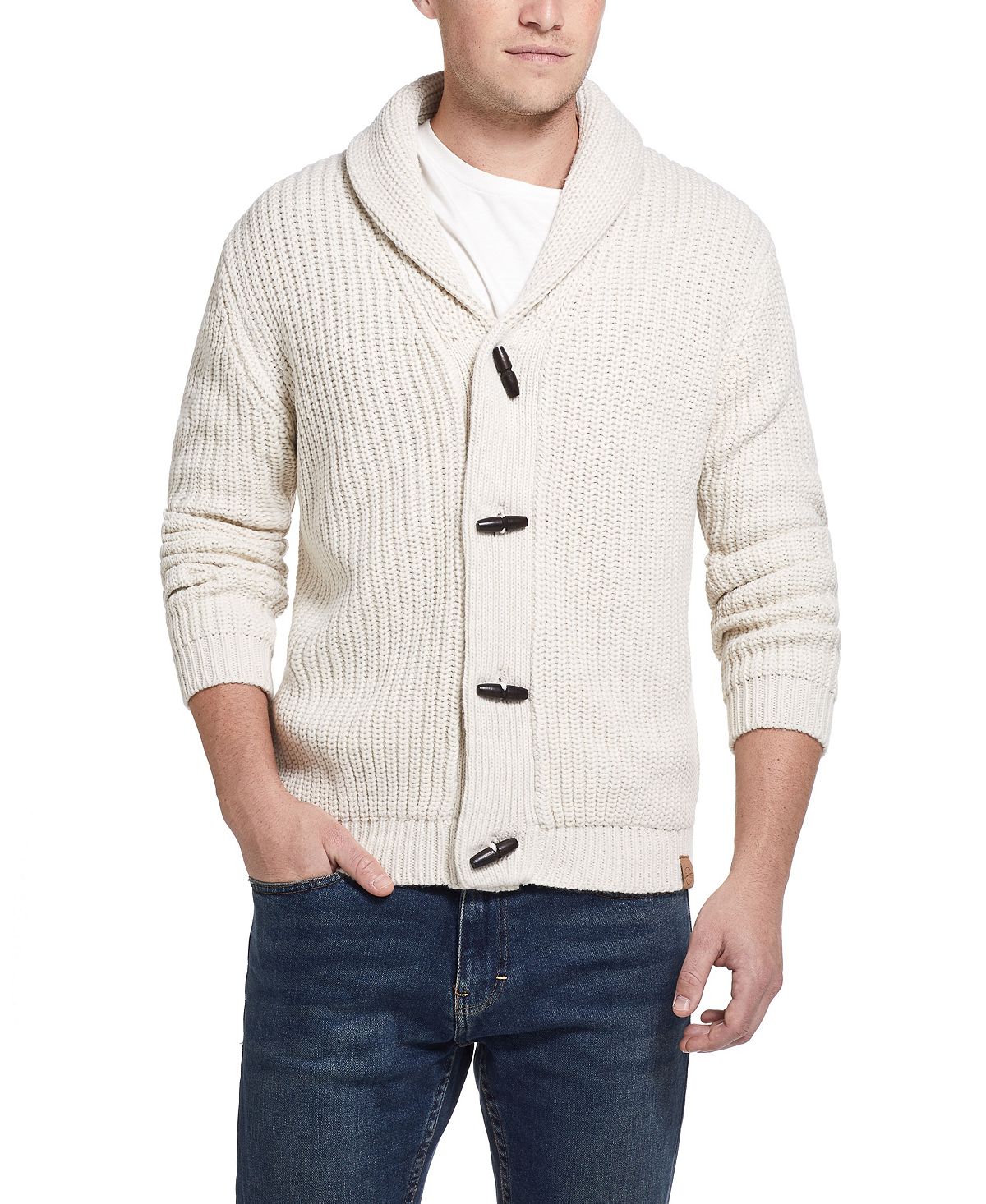 Weatherproof Vintage Jersey Lined Cardigan With Toggles Ecru
