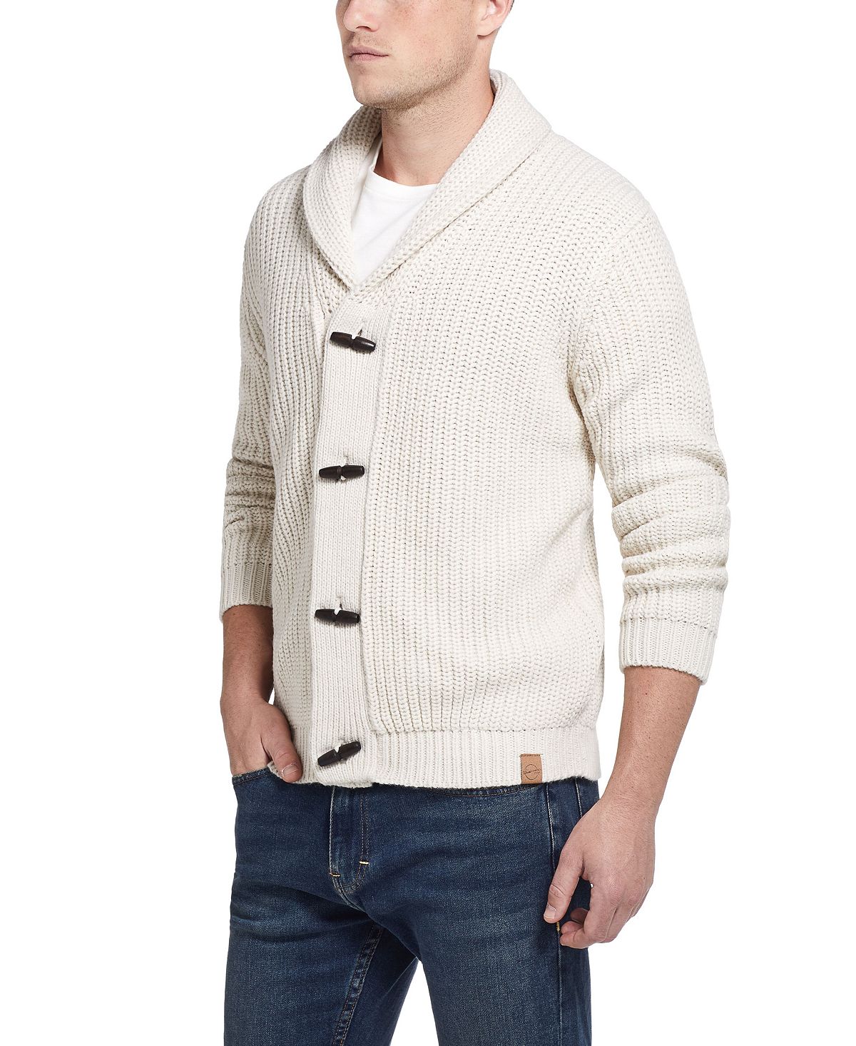 Weatherproof Vintage Jersey Lined Cardigan With Toggles Ecru